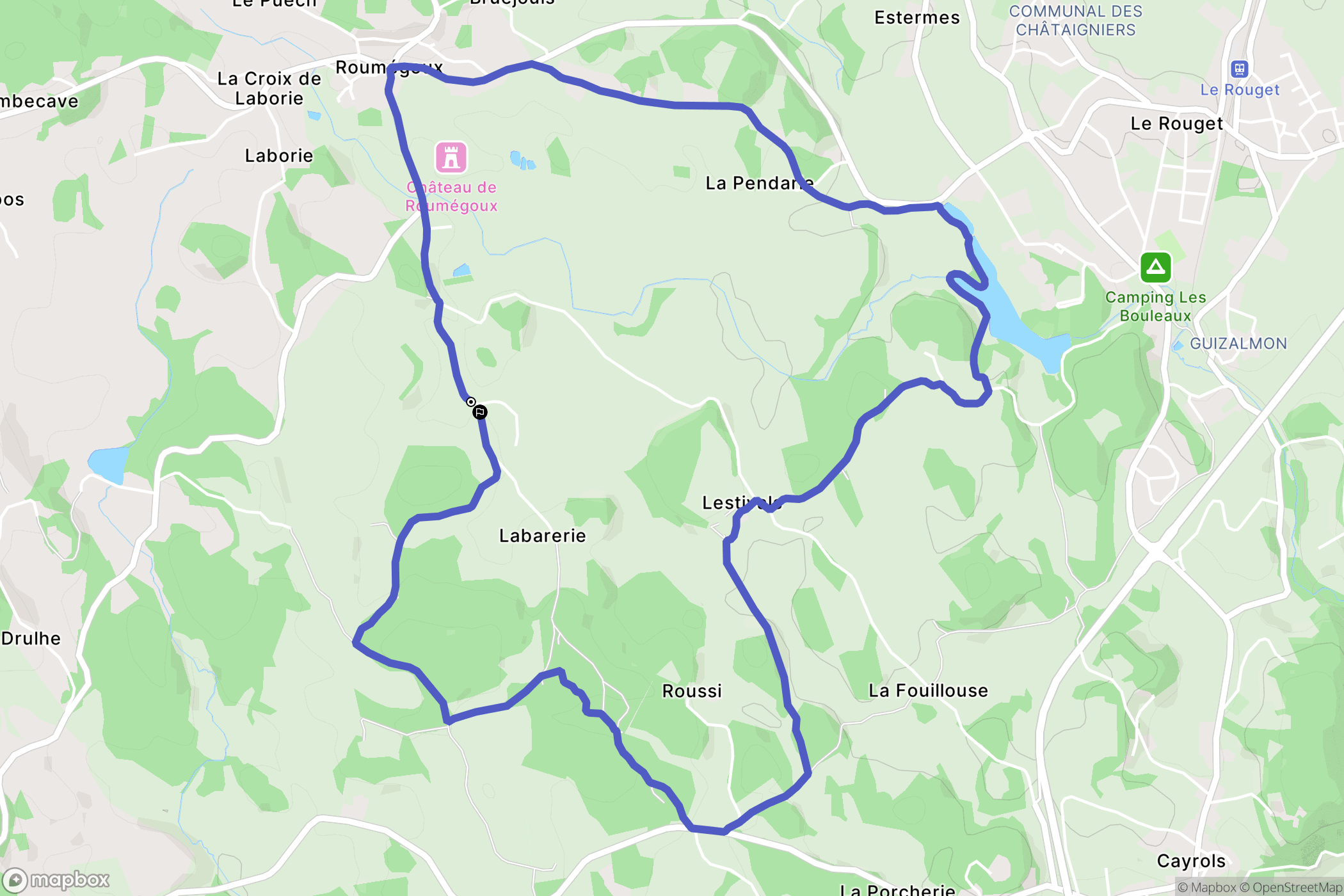 Roumégoux : carte du parcours de randonnée - France