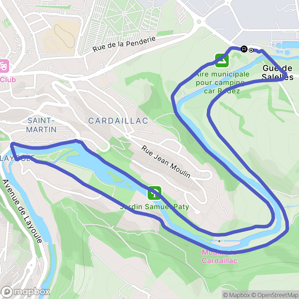 Onet-le-Château : carte du parcours de randonnée - France