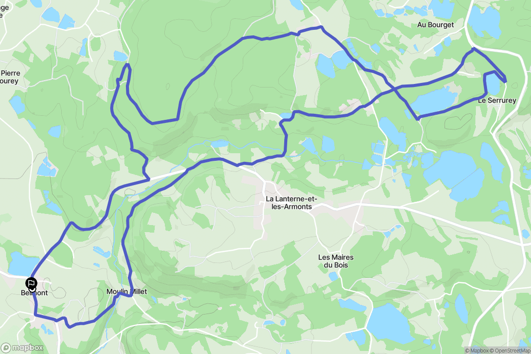 Belmont : carte du parcours de randonnée - France