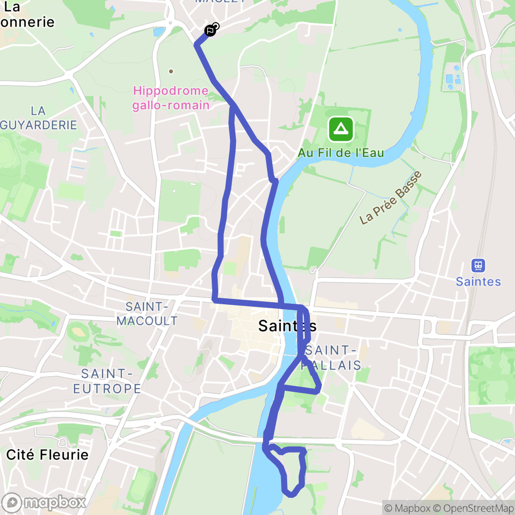 Saintes : carte du parcours de randonnée - France
