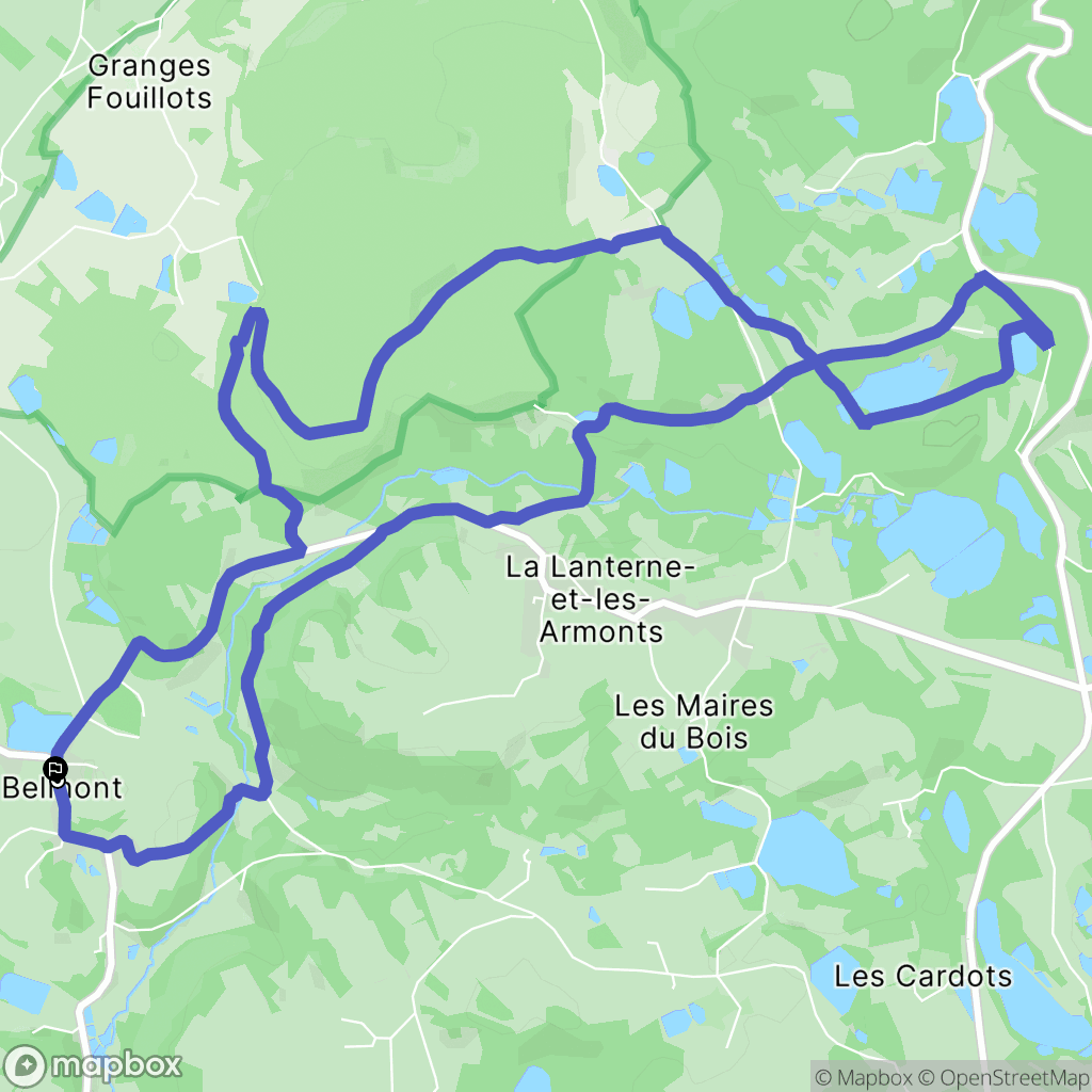 Belmont : carte du parcours de randonnée - France