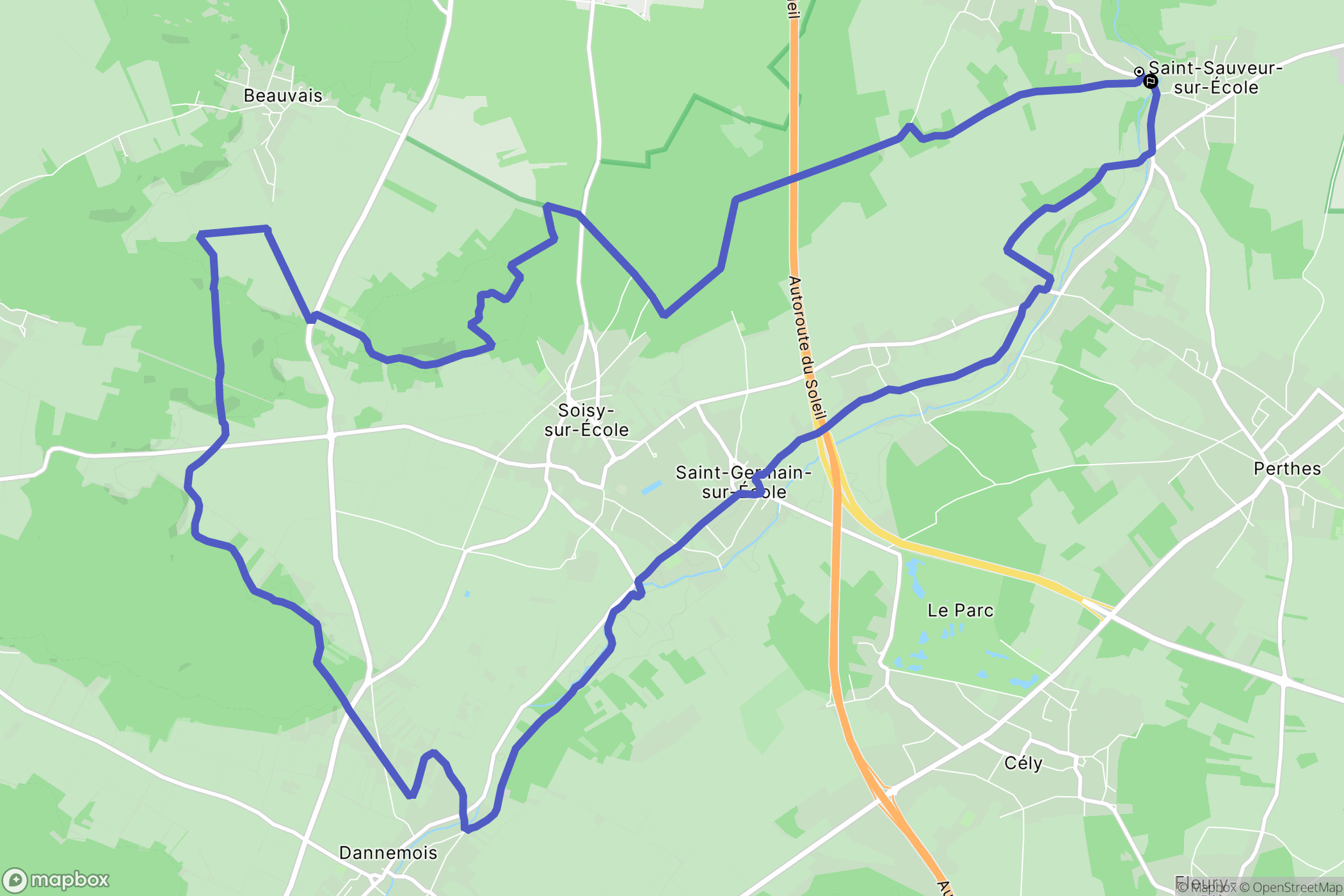 Saint-Sauveur-sur-École : carte du parcours de randonnée - France