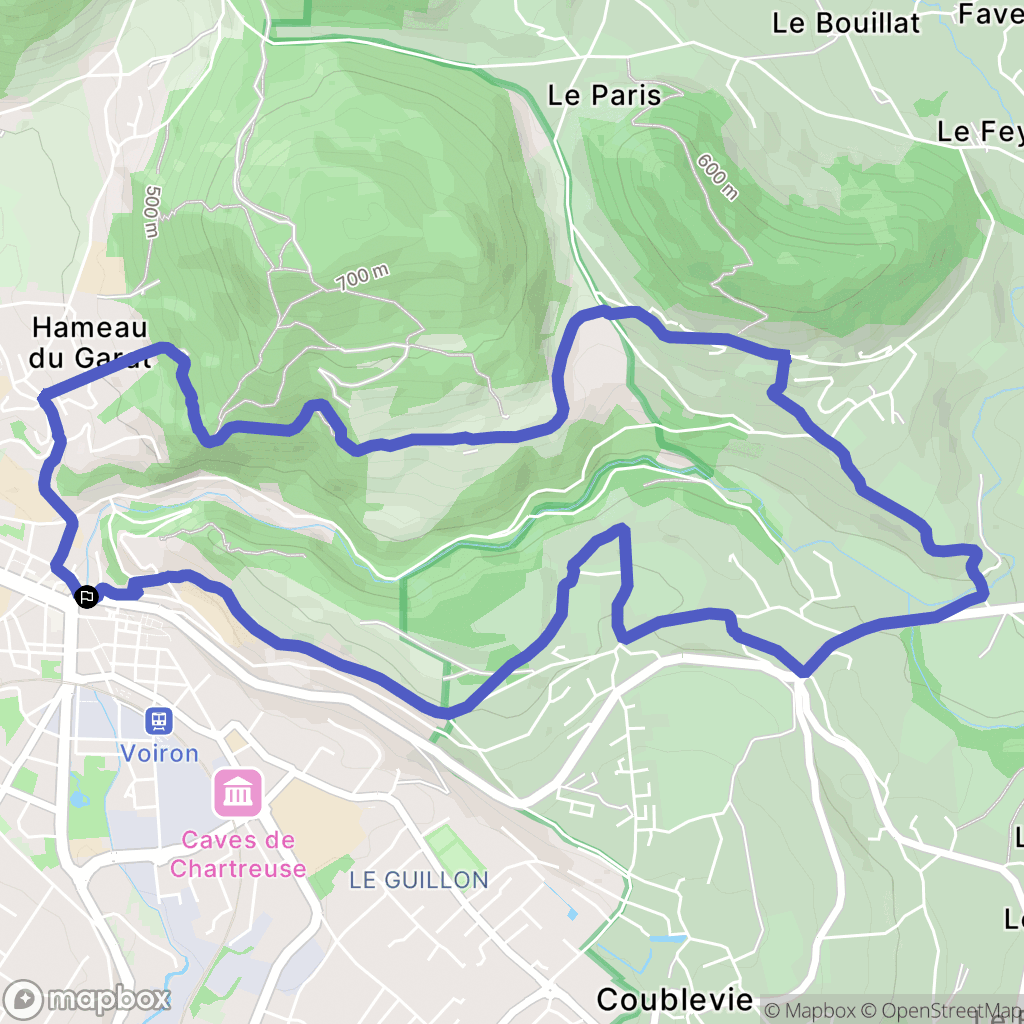 Voiron : carte du parcours de randonnée - France