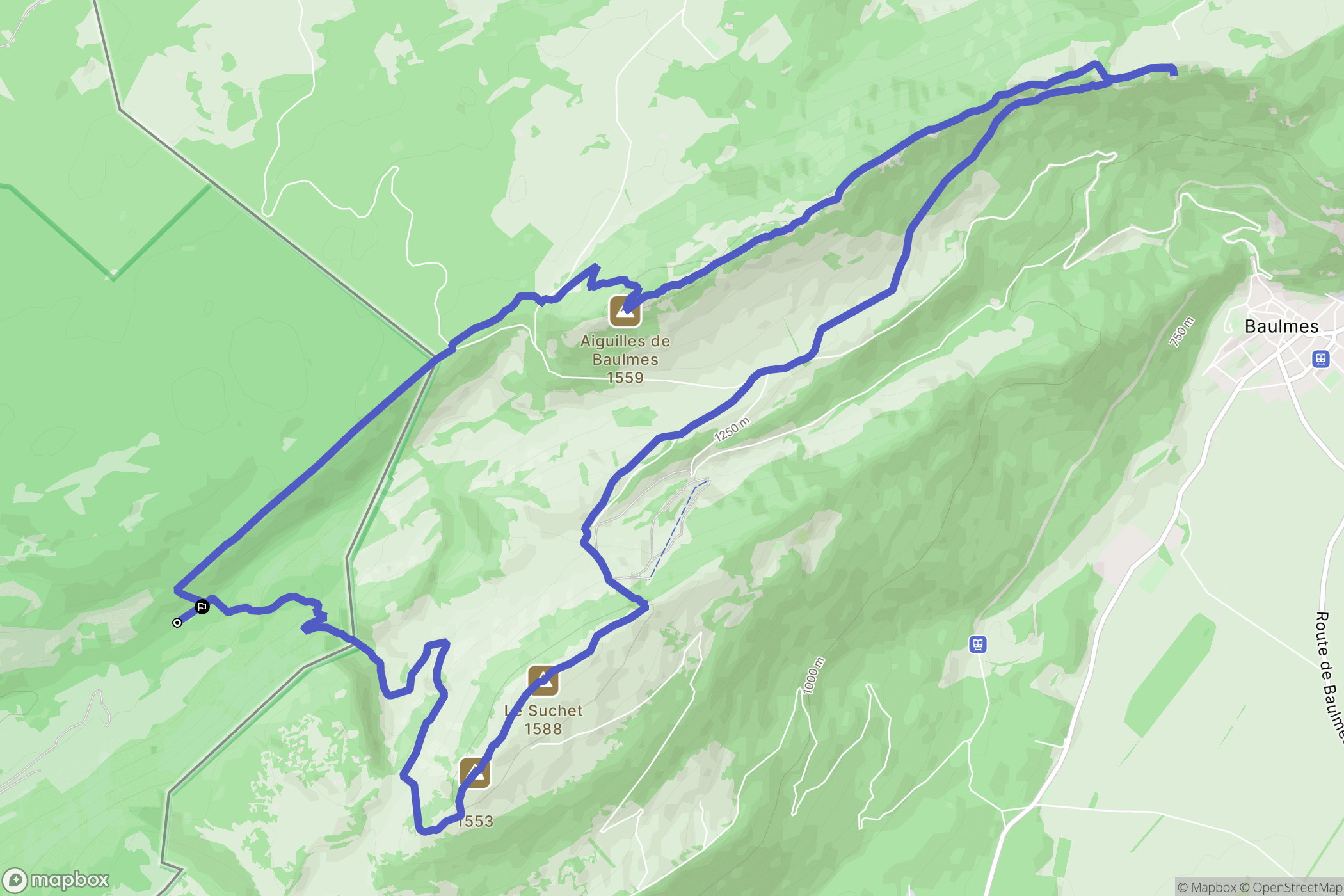 Jougne : carte du parcours de randonnée - France