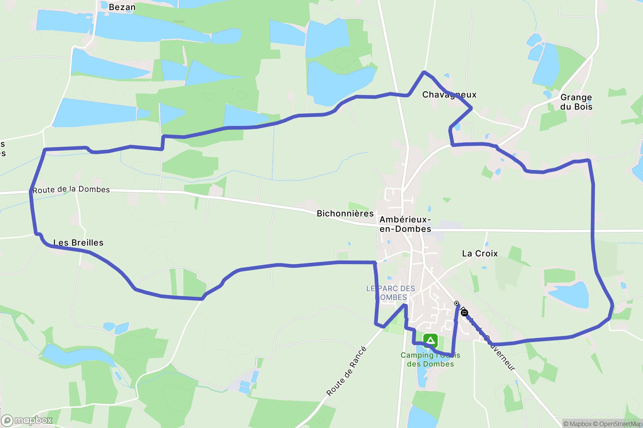 Ambérieux-en-Dombes : carte du parcours de randonnée - France
