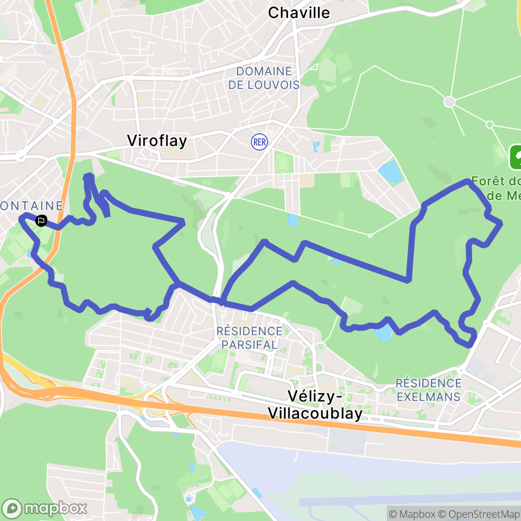 Versailles : carte du parcours de randonnée - France