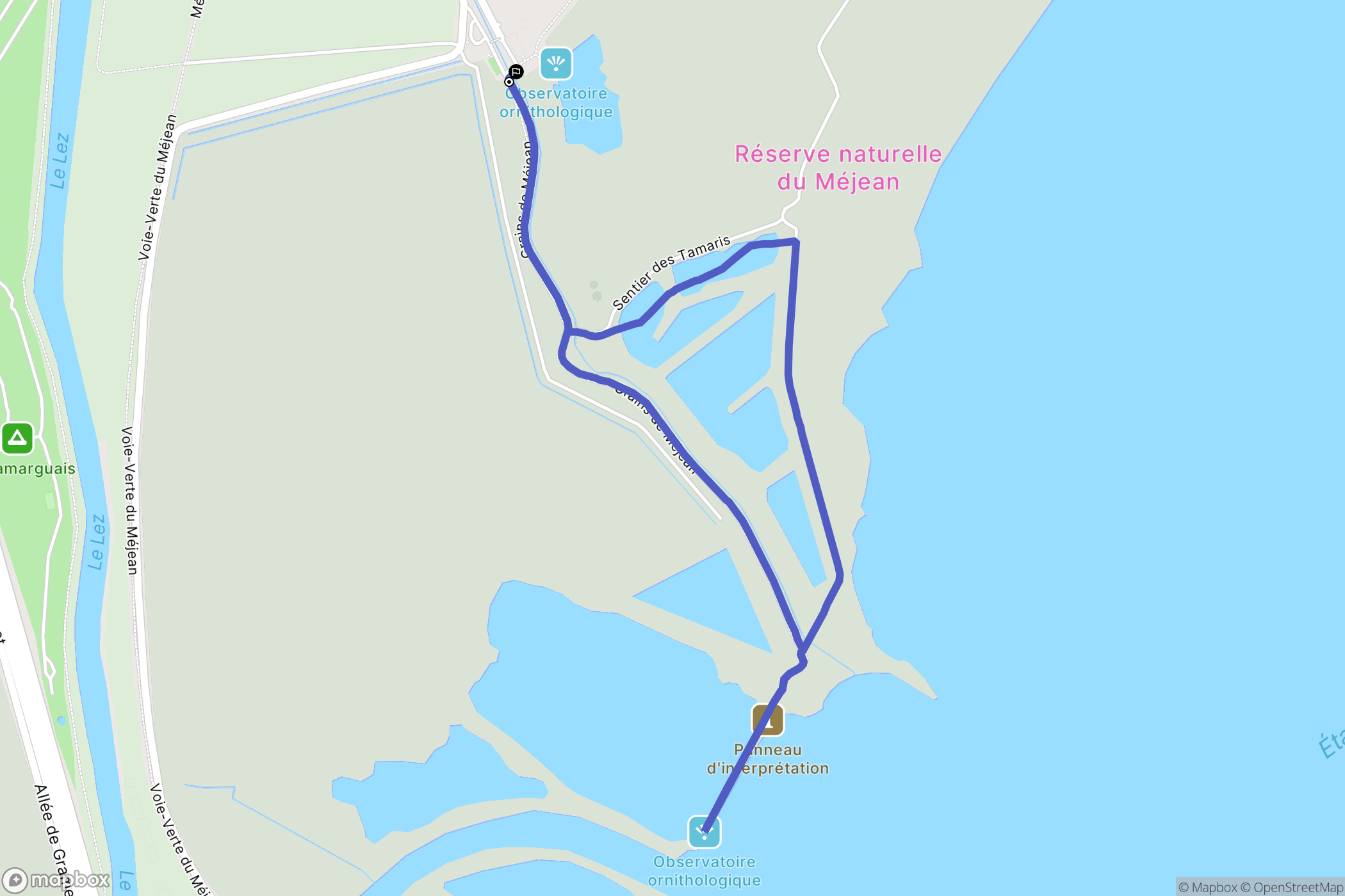 Lattes : carte du parcours de randonnée - France
