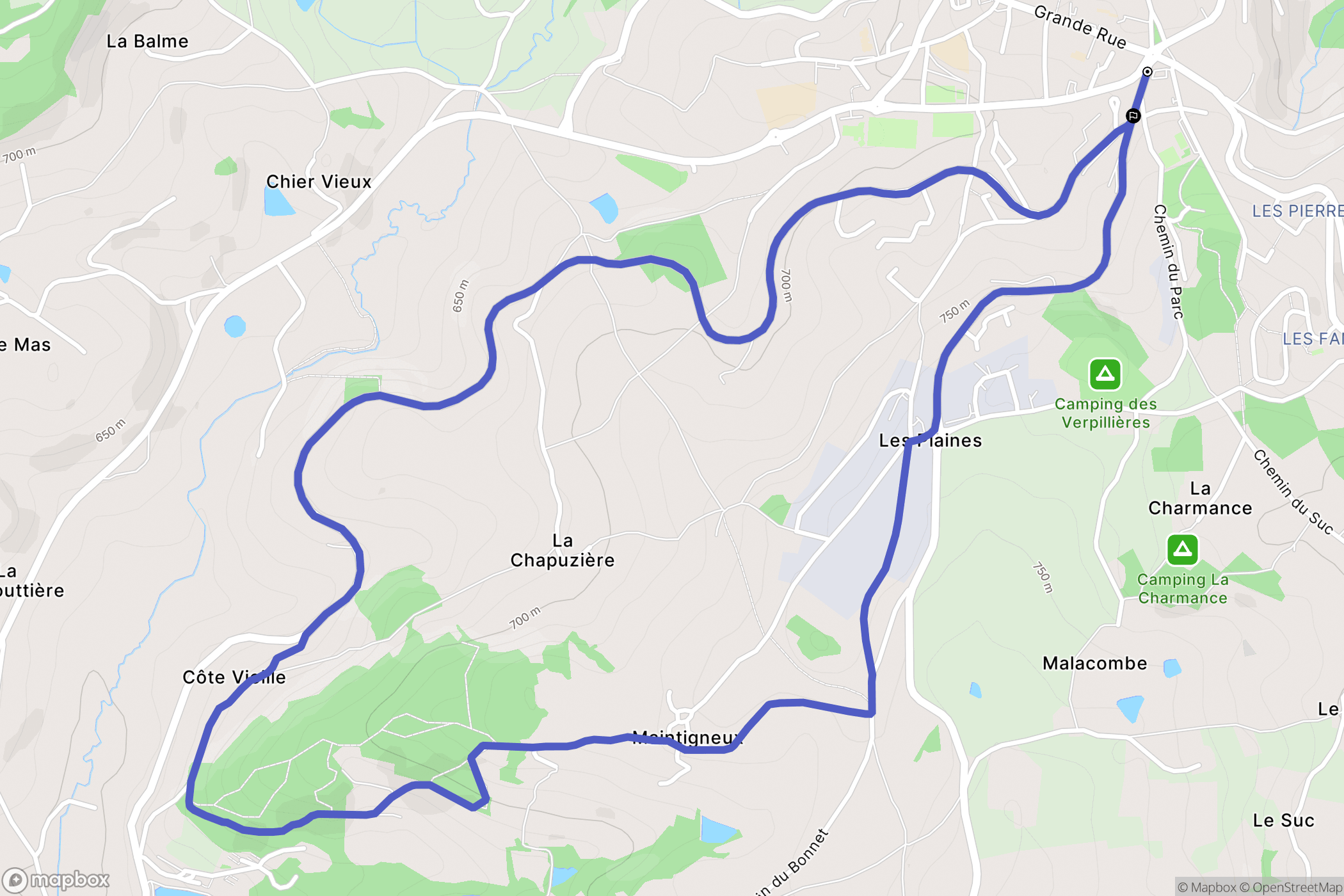 Saint-Martin-en-Haut : carte du parcours de randonnée - France