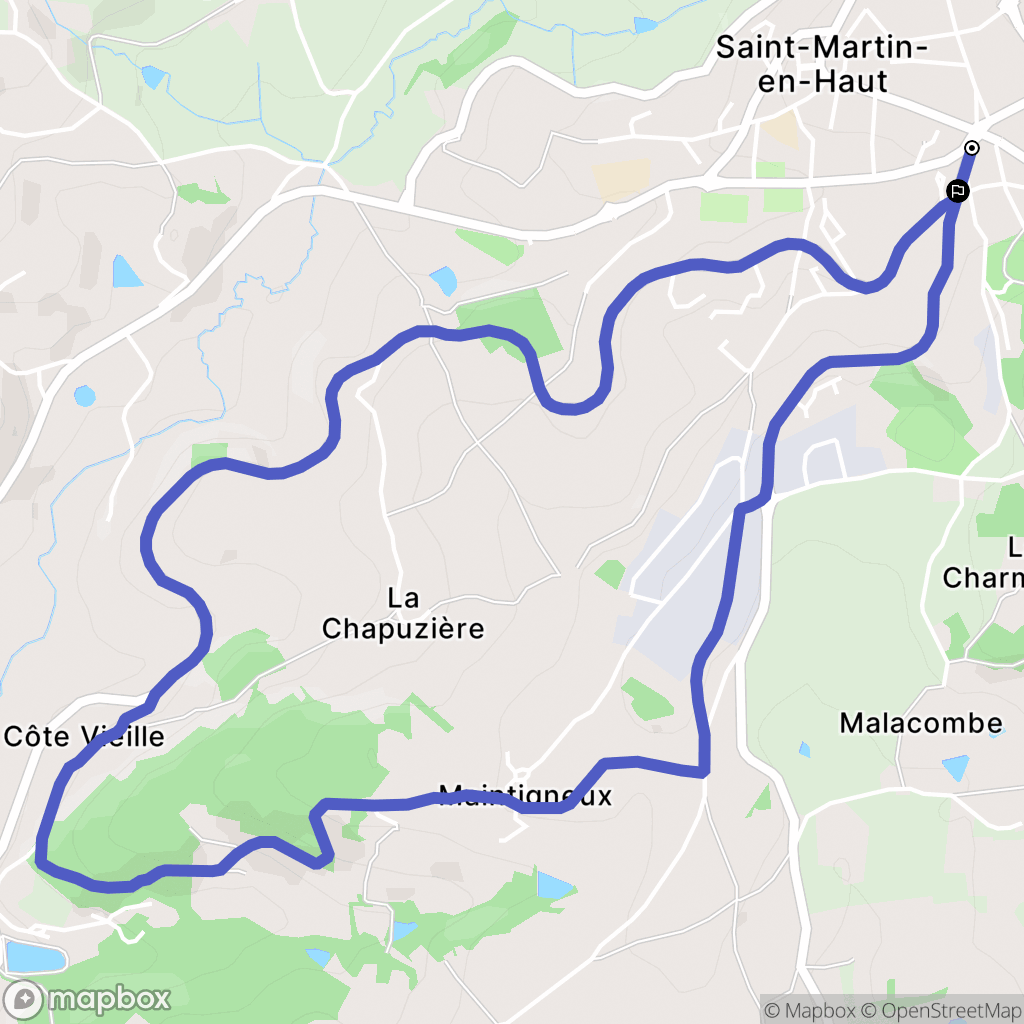 Saint-Martin-en-Haut : carte du parcours de randonnée - France