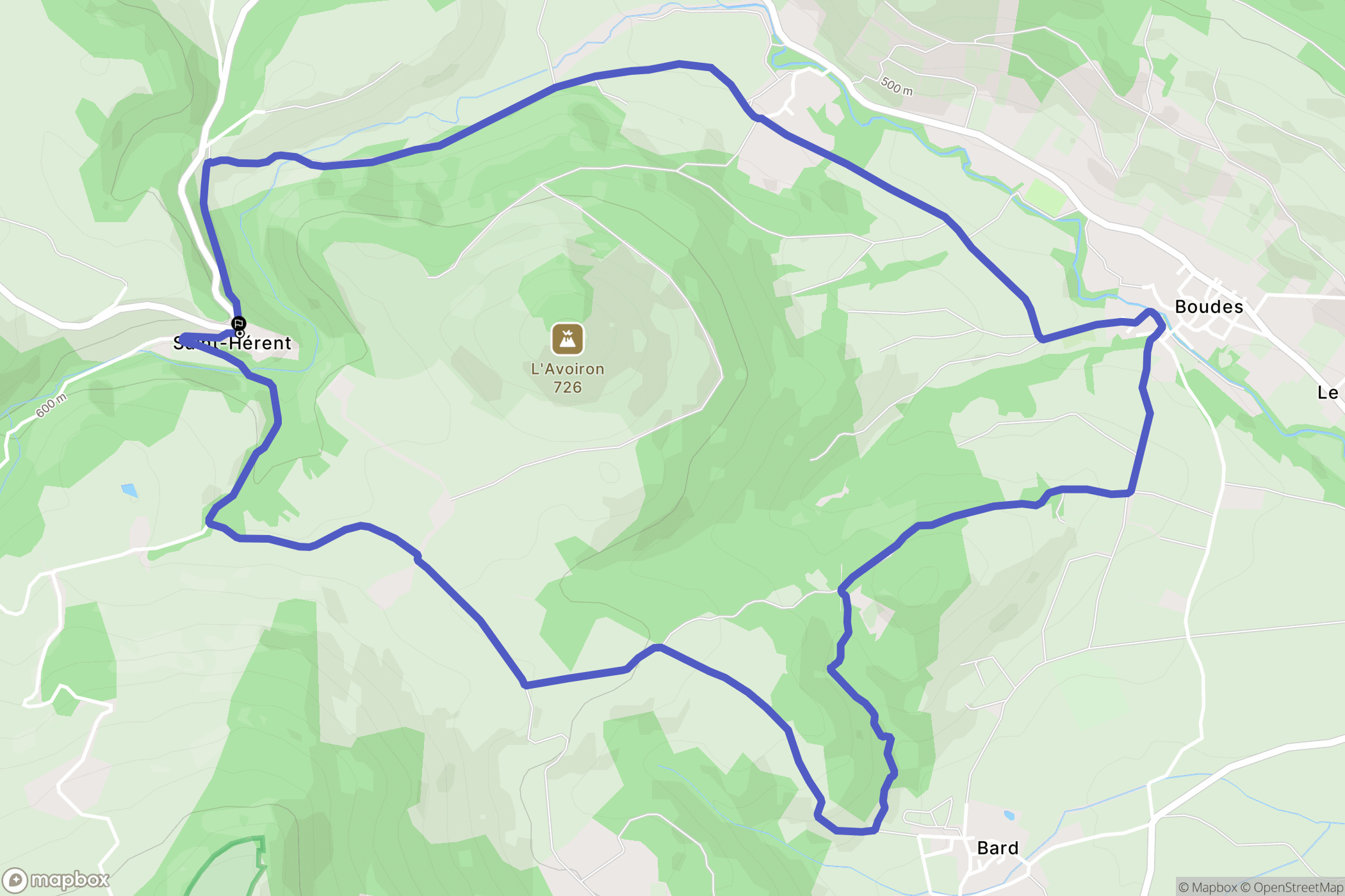 Saint-Hérent : carte du parcours de randonnée - France