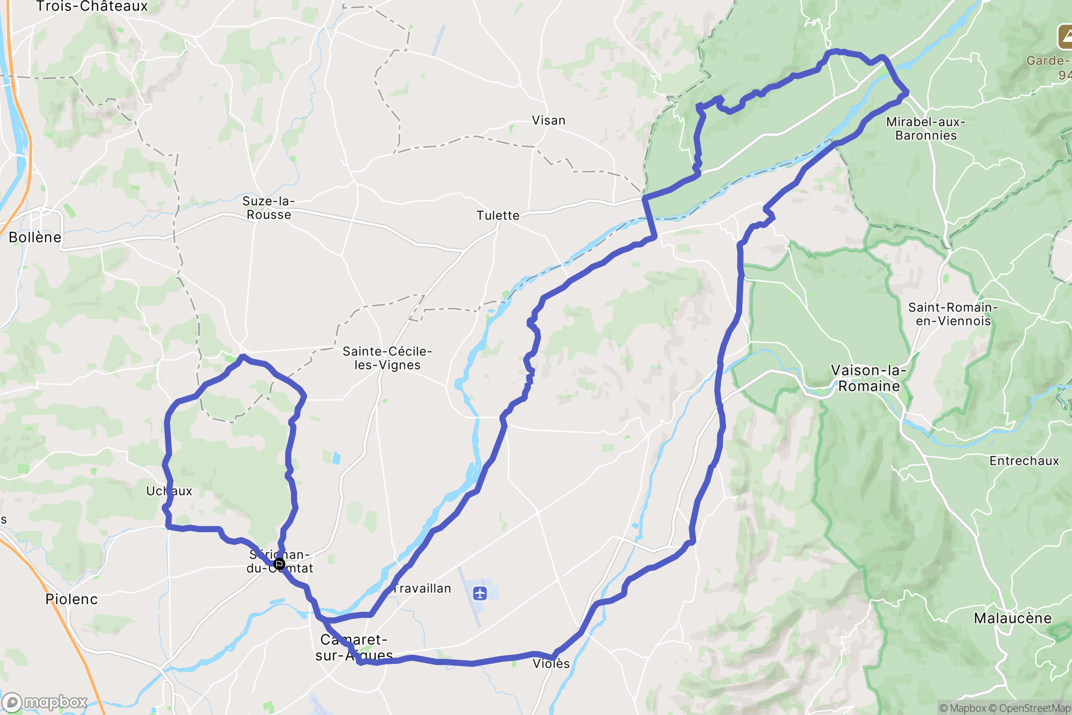 Sérignan-du-Comtat : carte du parcours de randonnée - France