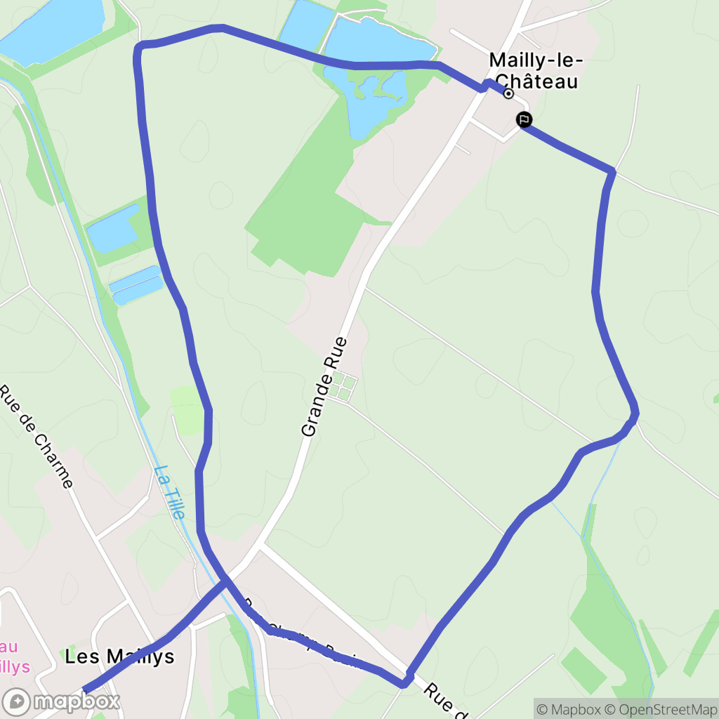 Les Maillys : carte du parcours de randonnée - France