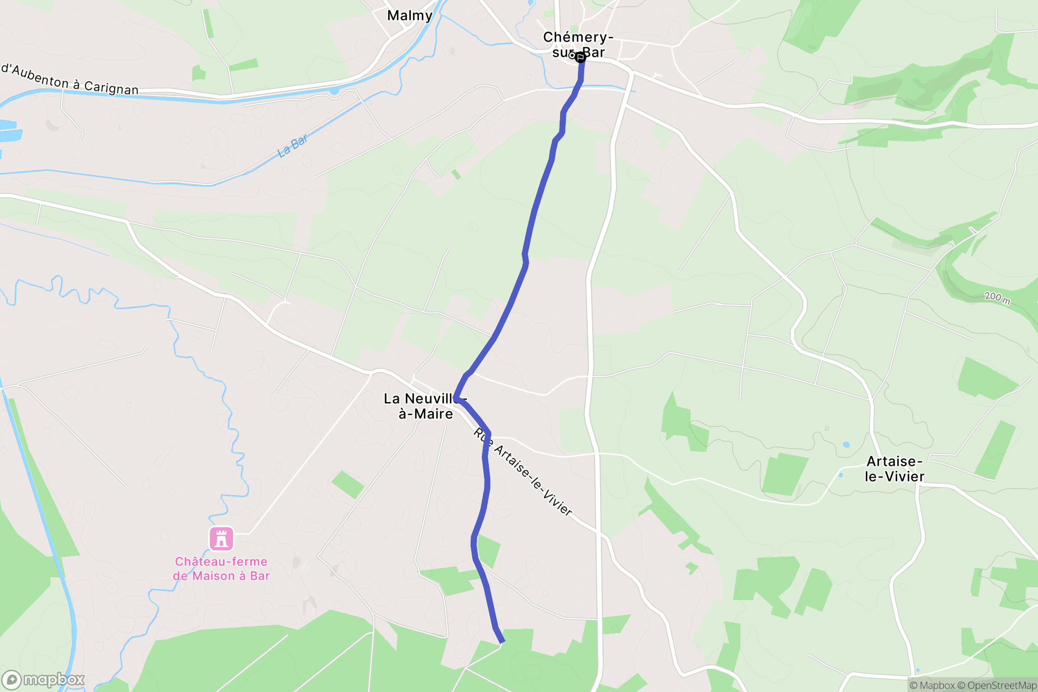 Chémery-Chéhéry : carte du parcours de randonnée - France