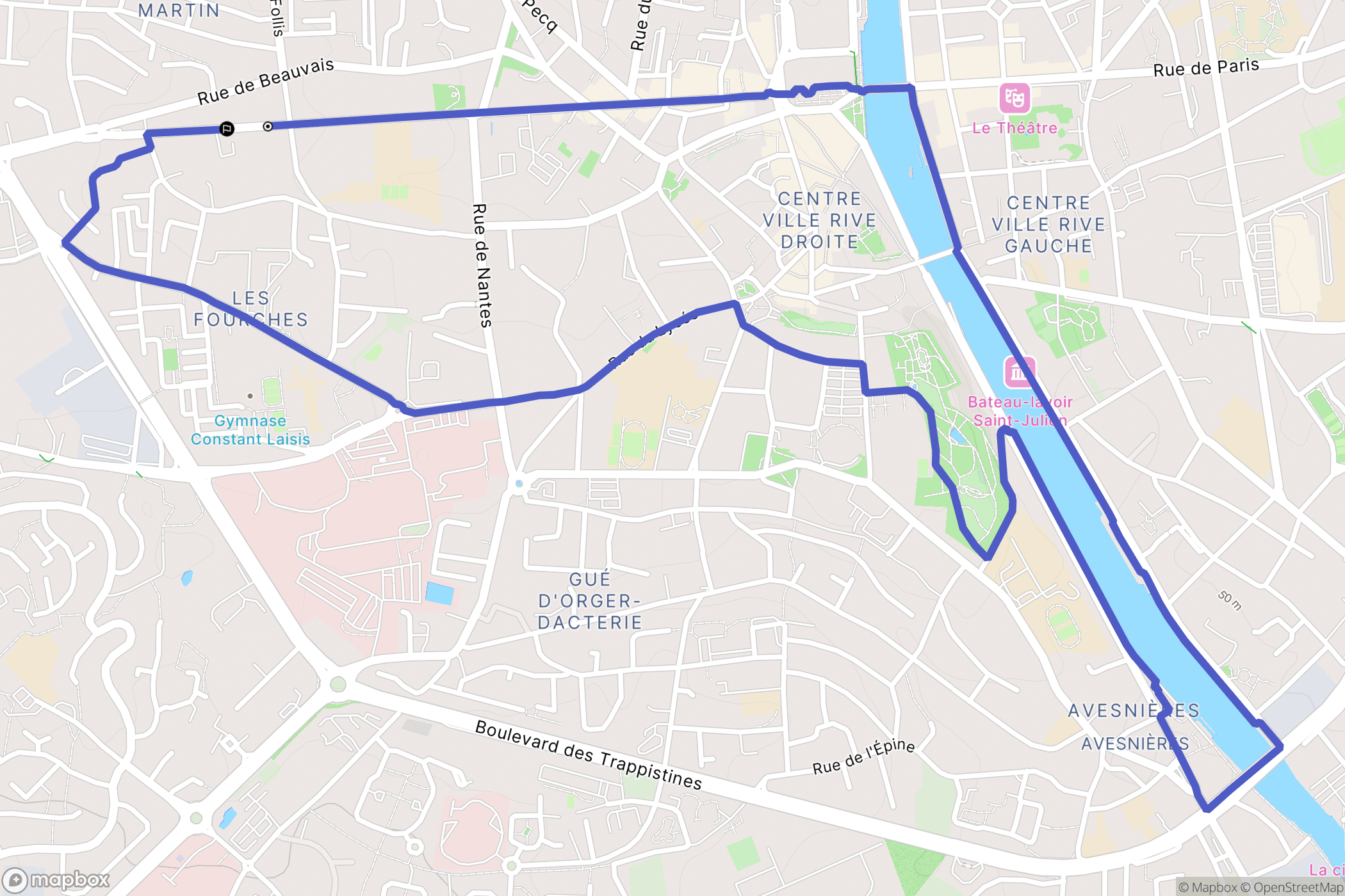 Laval : carte du parcours de randonnée - France