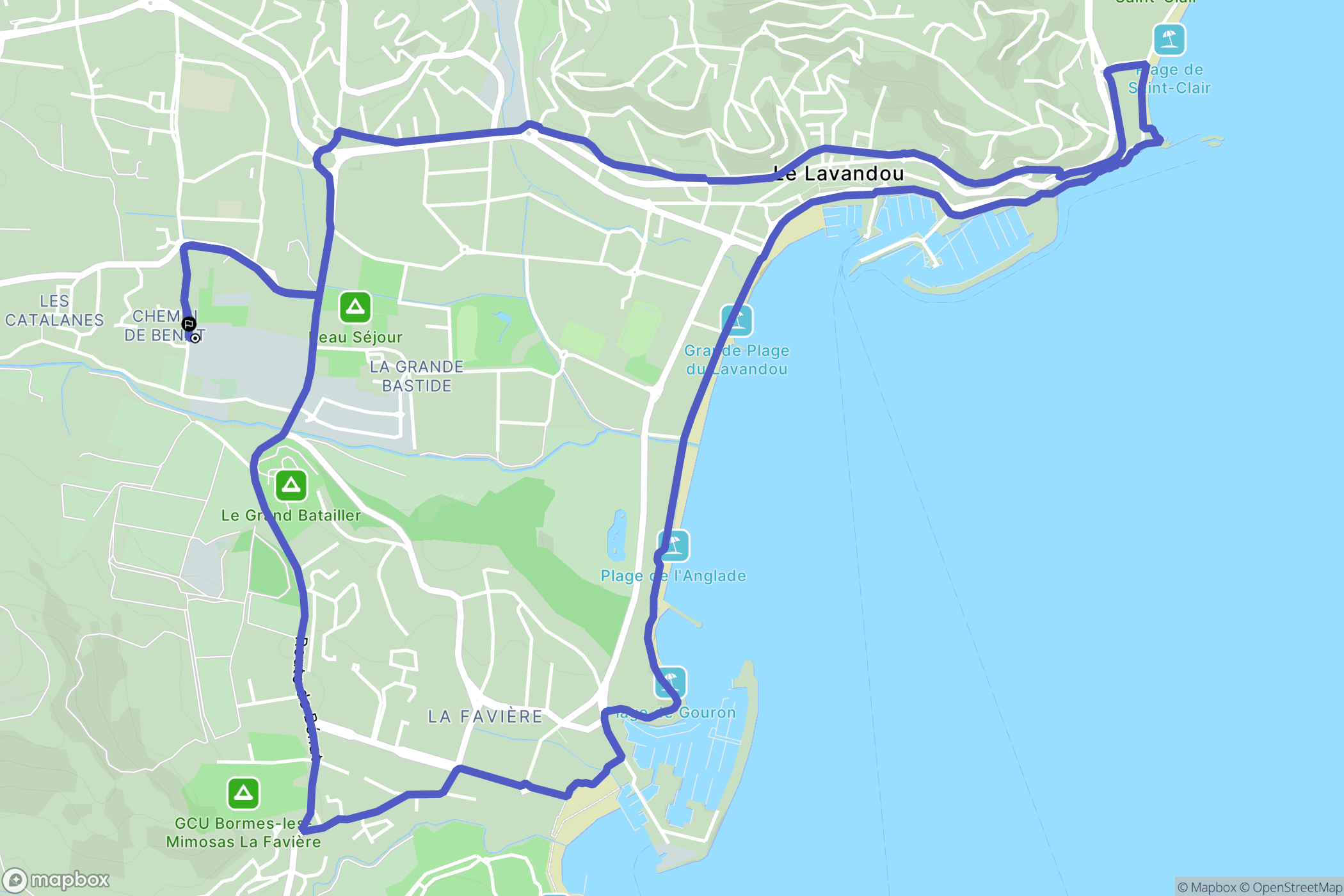 Bormes-les-Mimosas : carte du parcours de randonnée - France
