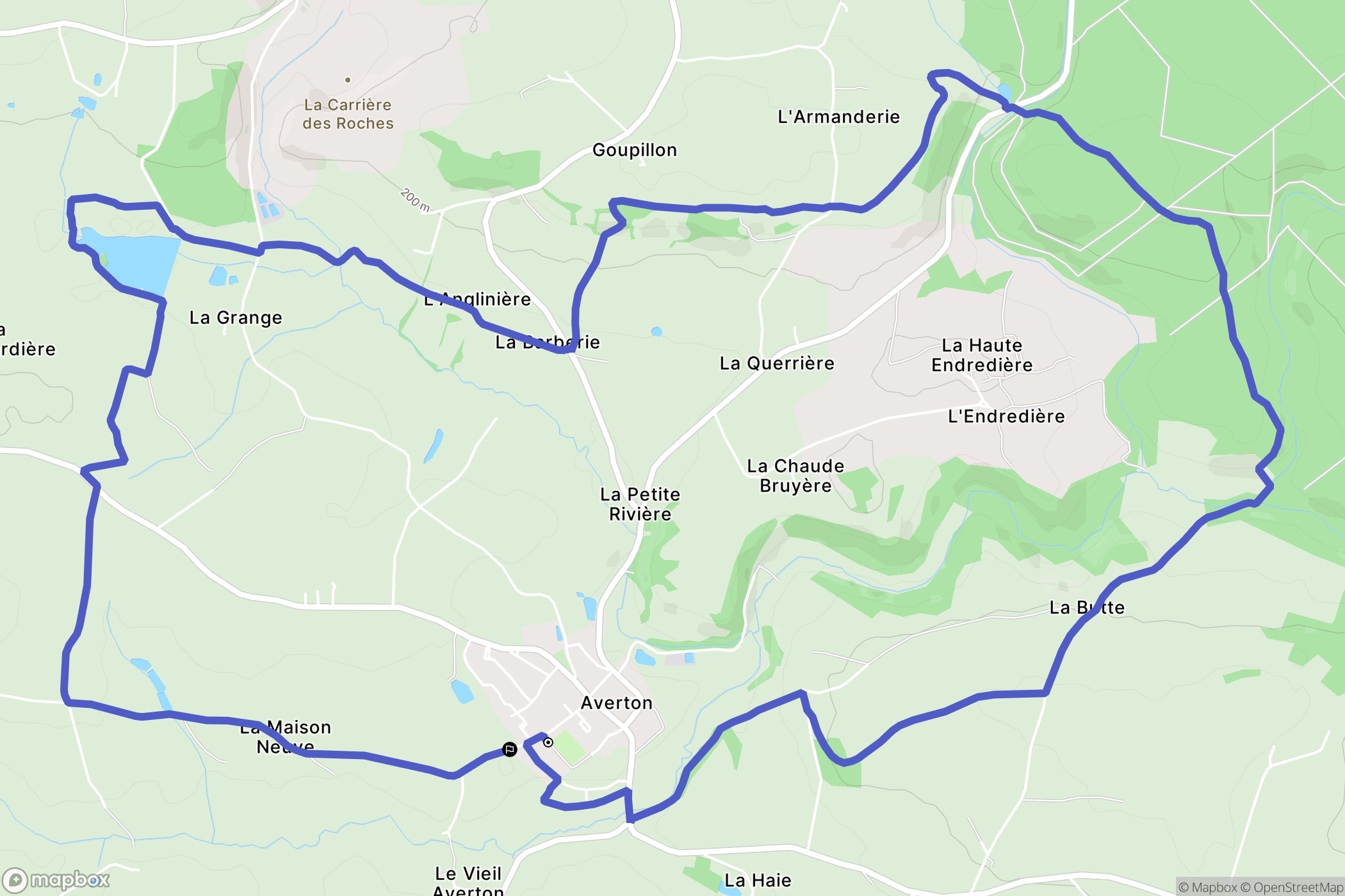 Averton : carte du parcours de randonnée - France