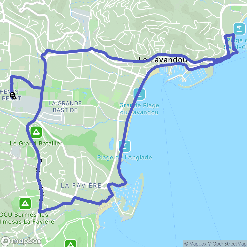 Bormes-les-Mimosas : carte du parcours de randonnée - France