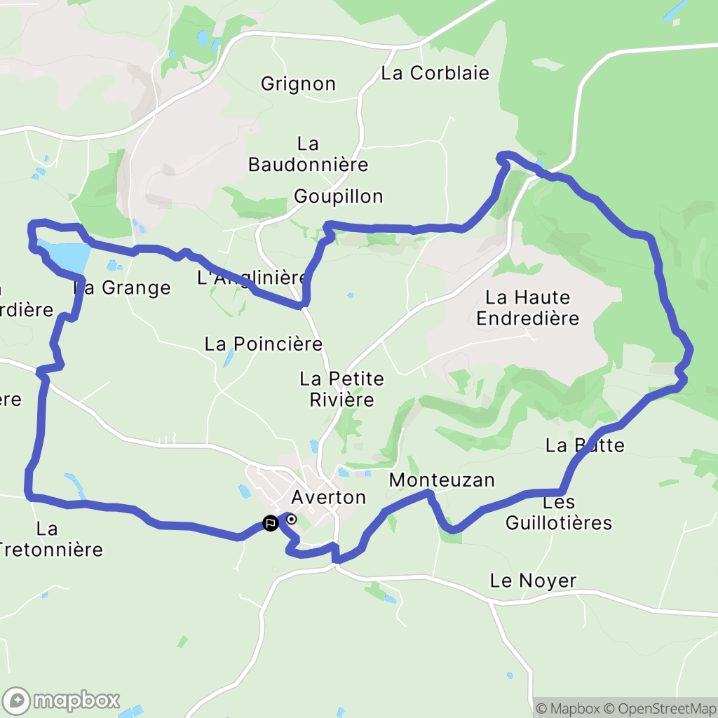 Averton : carte du parcours de randonnée - France