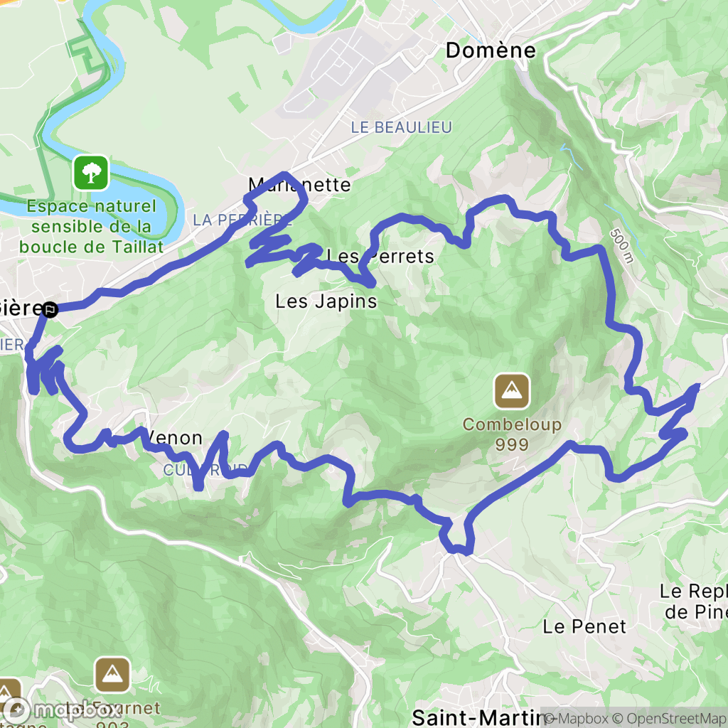 Gières : carte du parcours de randonnée - France