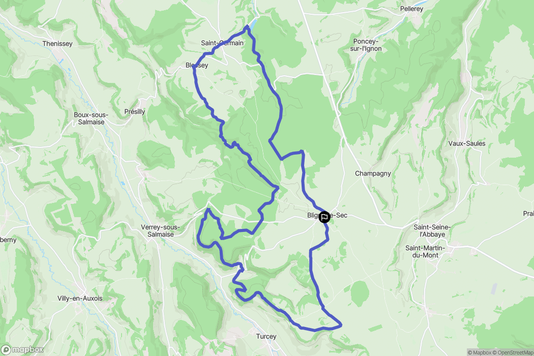 Bligny-le-Sec : carte du parcours de randonnée - France