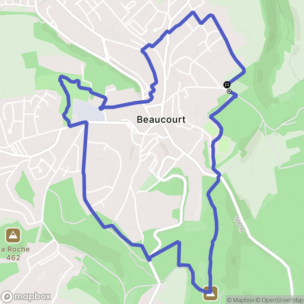 Beaucourt : carte du parcours de randonnée - France