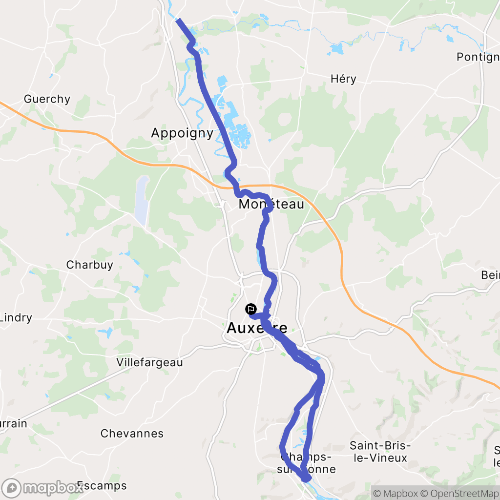 Auxerre : carte du parcours de randonnée - France