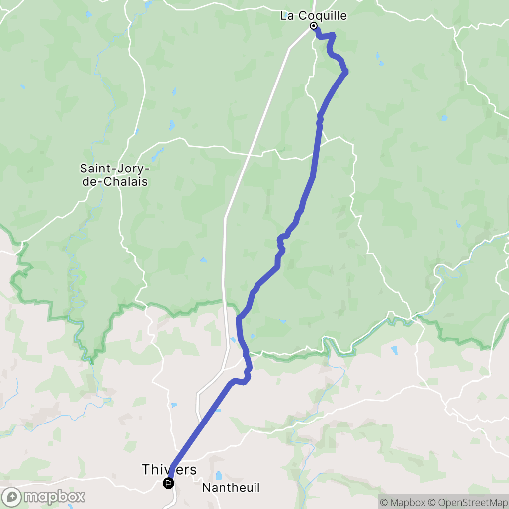 La Coquille : carte du parcours de randonnée - France