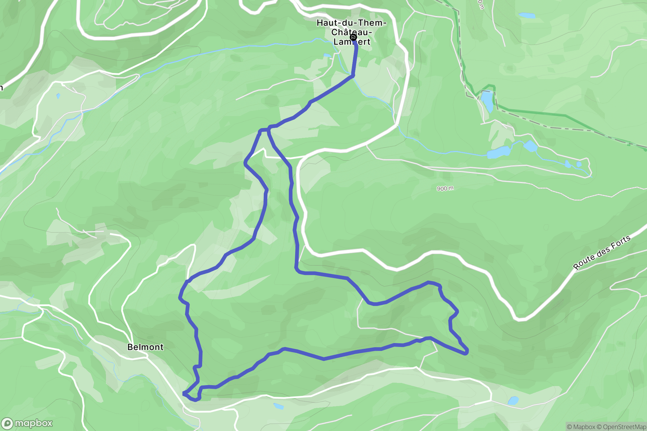 Haut-du-Them-Château-Lambert : carte du parcours de randonnée - France
