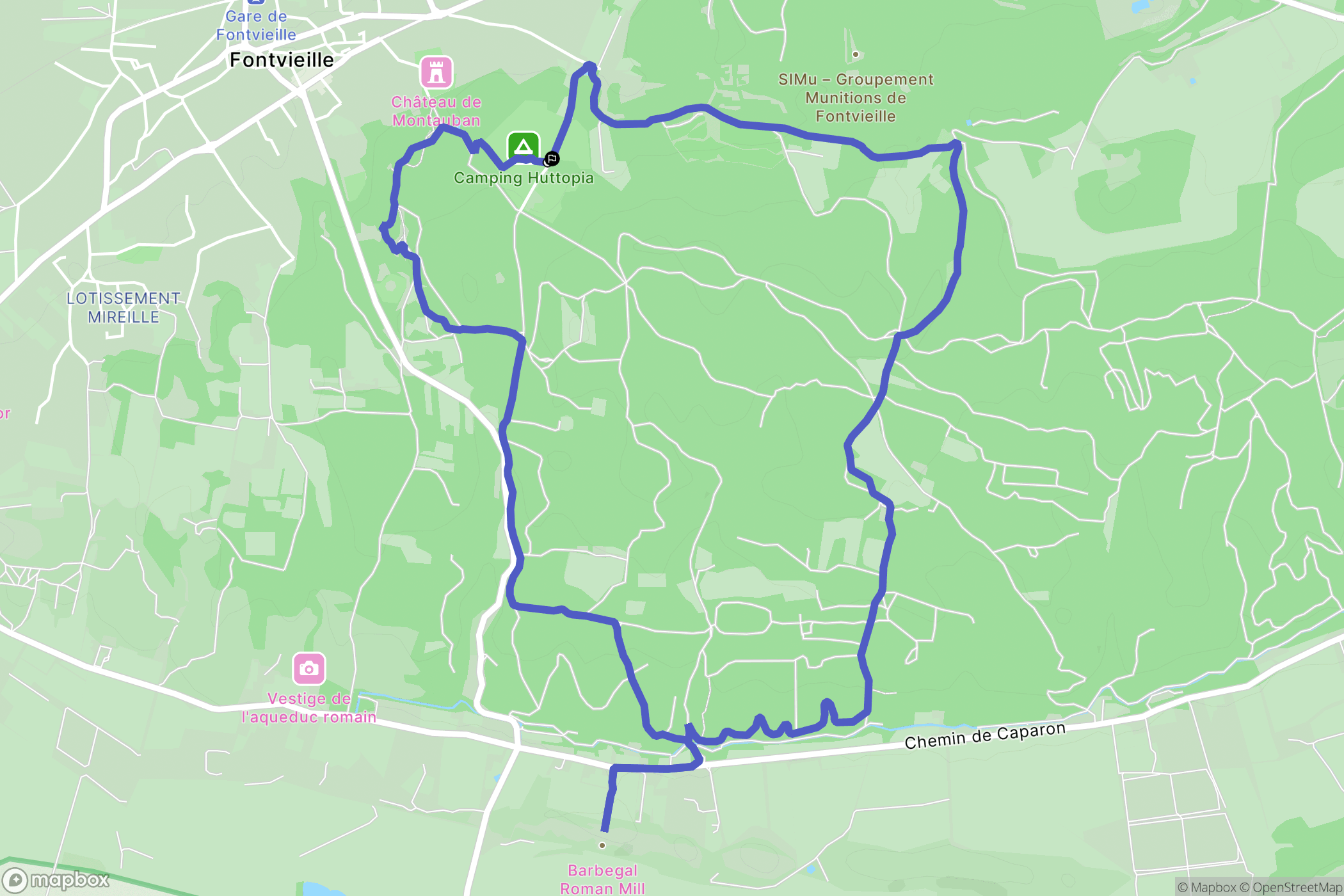 Fontvieille : carte du parcours de randonnée - France