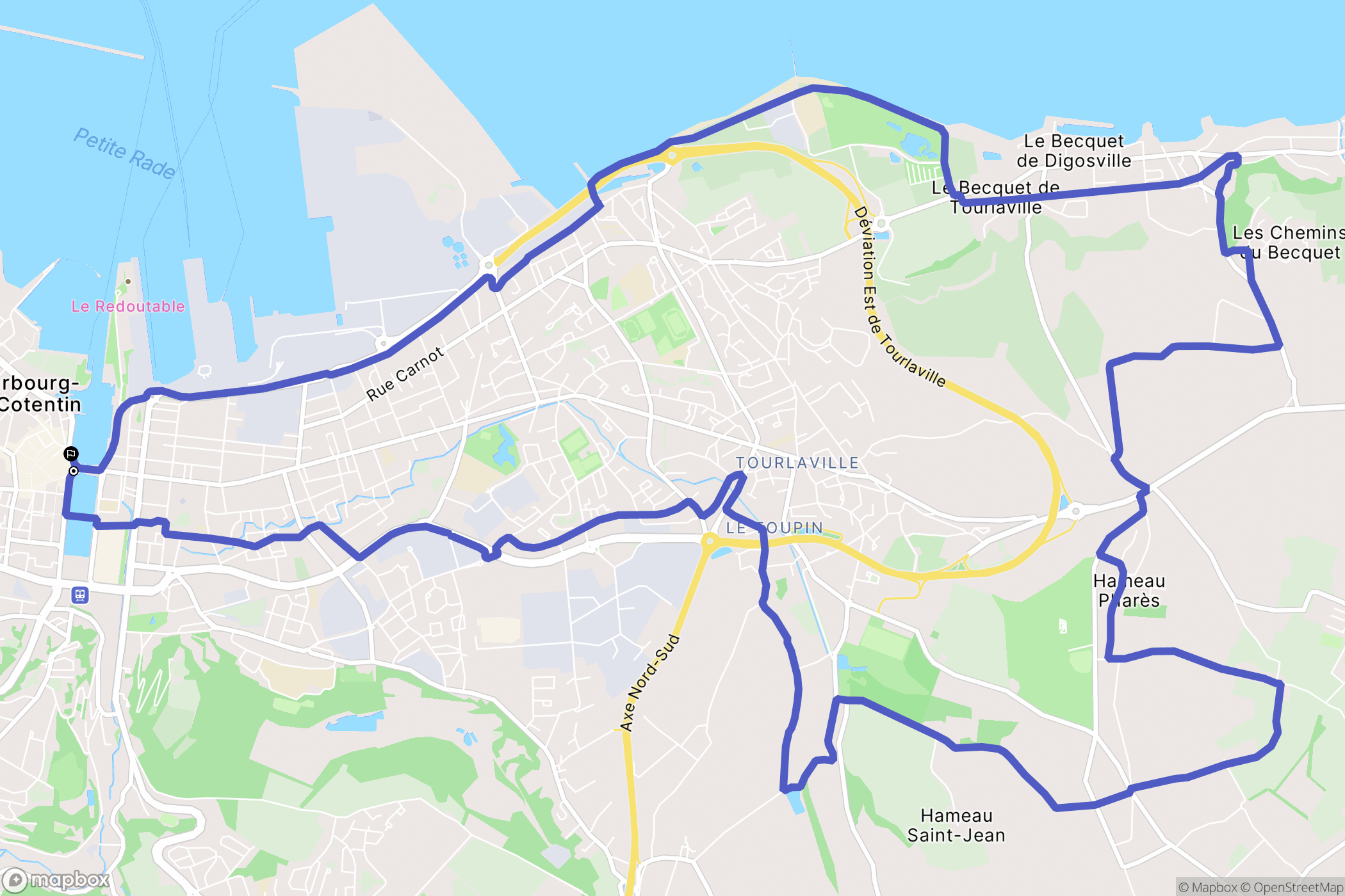 Cherbourg-en-Cotentin : carte du parcours de randonnée - France