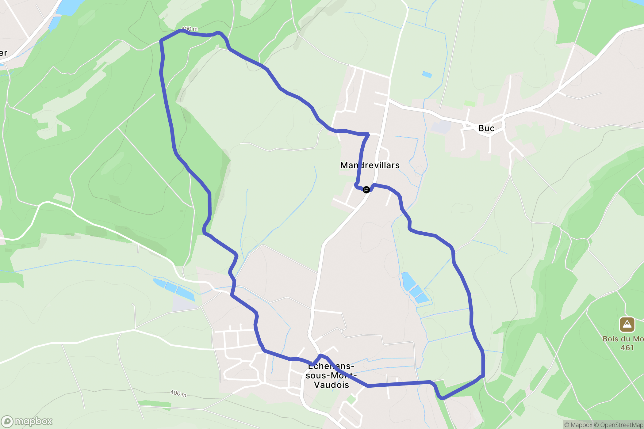 Mandrevillars : carte du parcours de randonnée - France