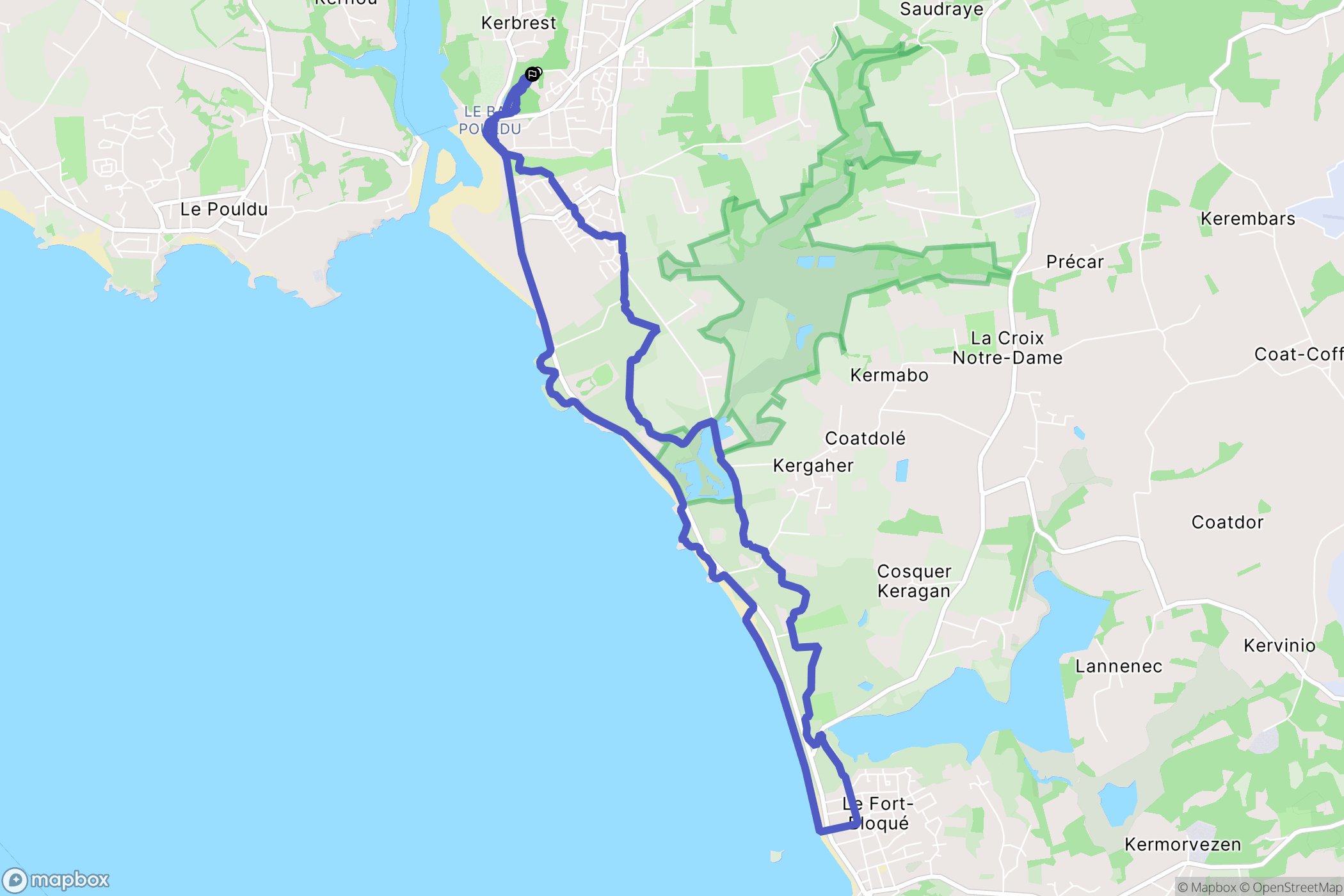 Guidel : carte du parcours de randonnée - France