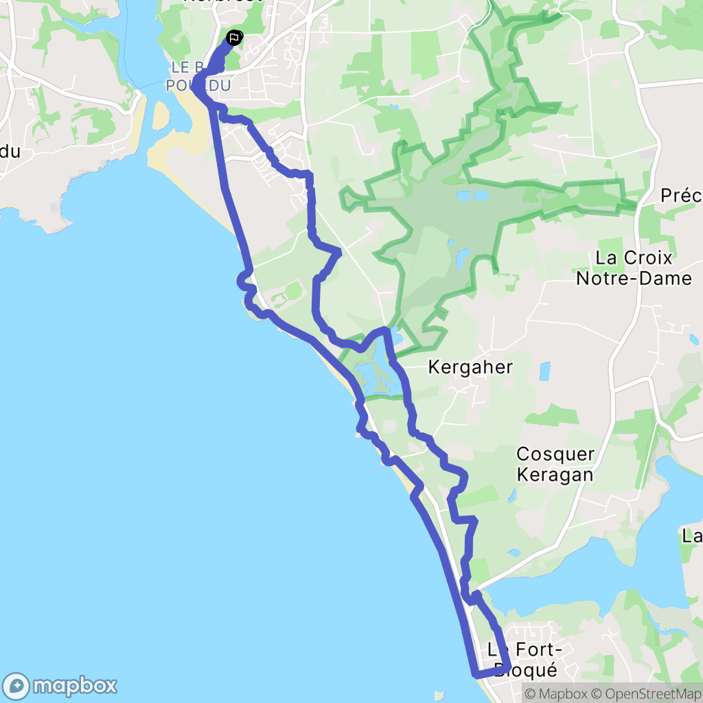 Guidel : carte du parcours de randonnée - France