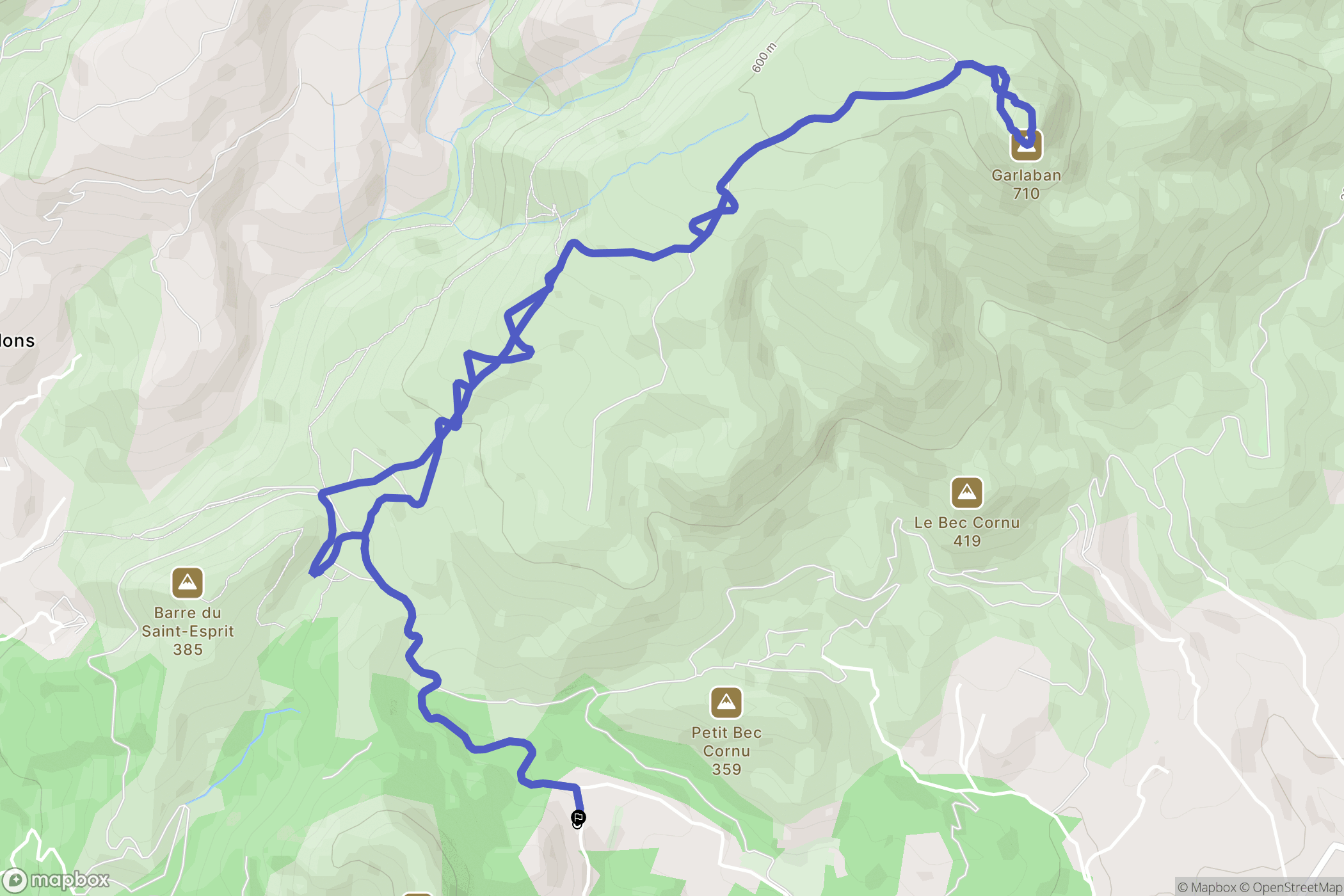 Aubagne : carte du parcours de randonnée - France