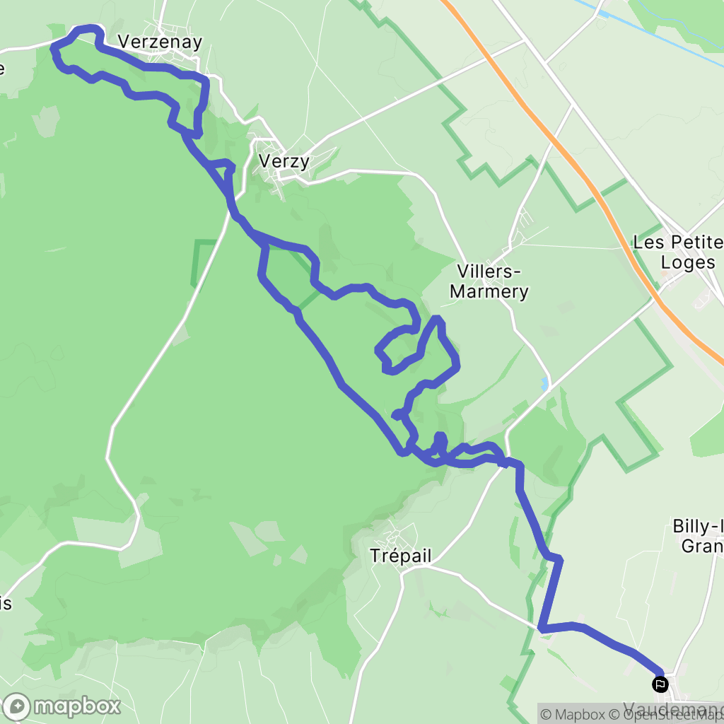 Vaudemange : carte du parcours de randonnée - France