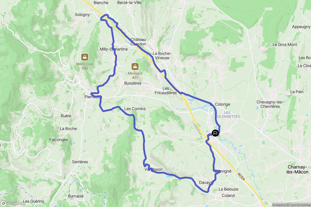 Prissé : carte du parcours de randonnée - France