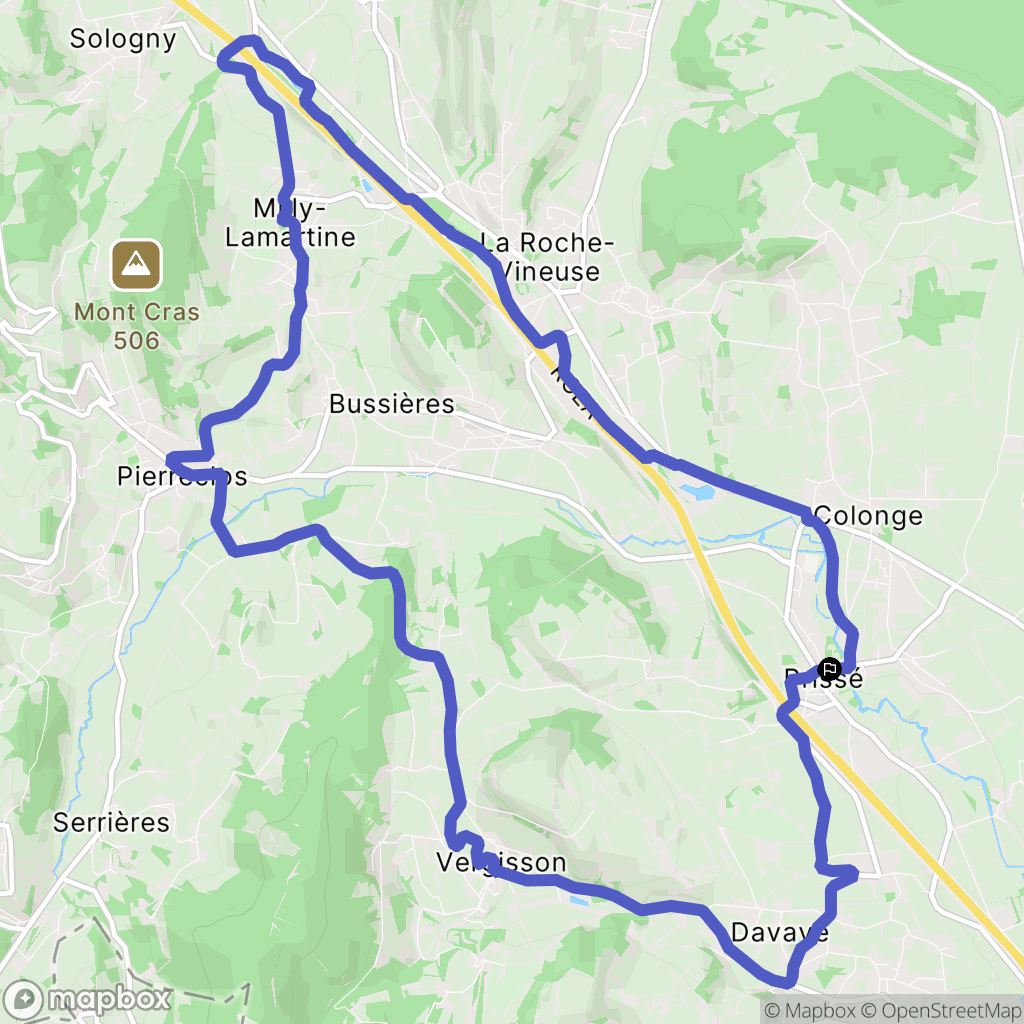 Prissé : carte du parcours de randonnée - France