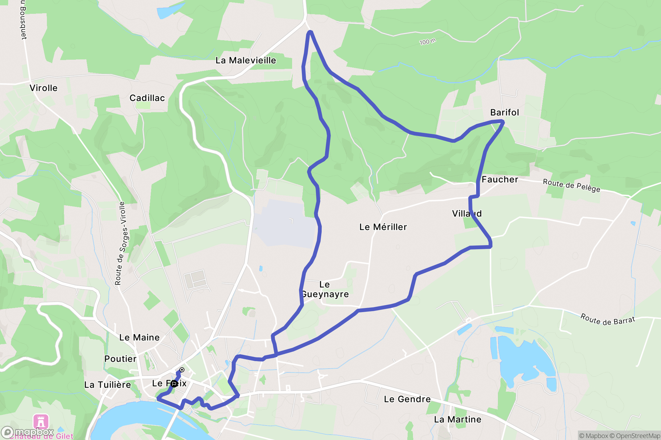 Le Fleix : carte du parcours de randonnée - France
