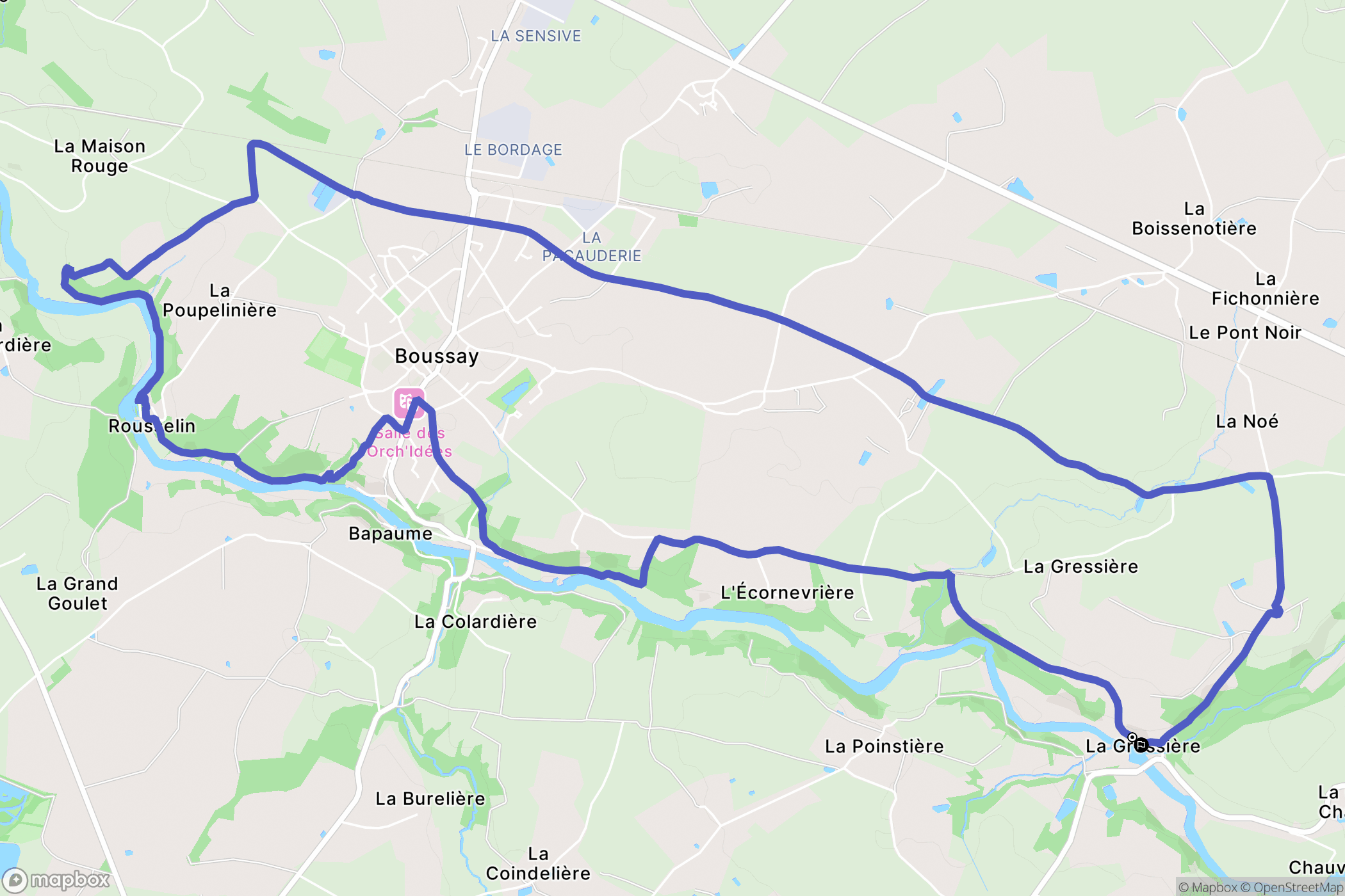 Boussay : carte du parcours de randonnée - France