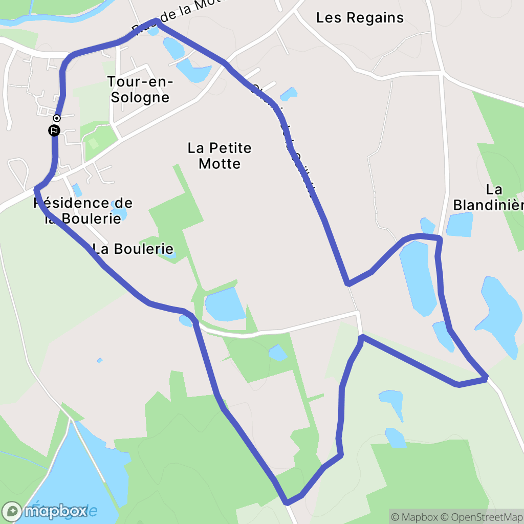 Tour-en-Sologne : carte du parcours de randonnée - France