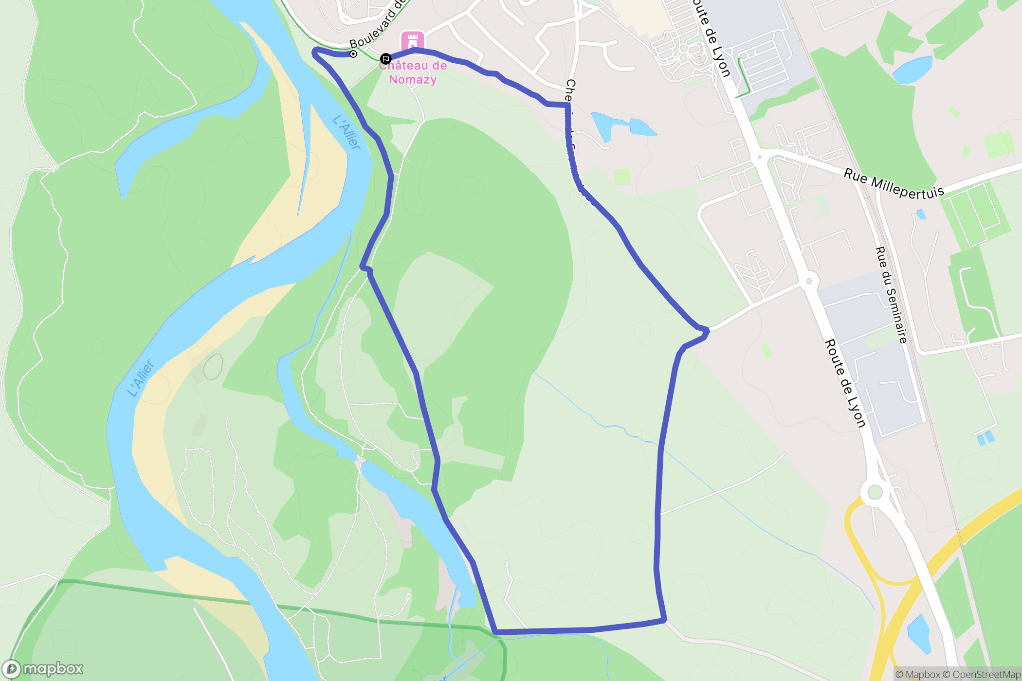 Moulins : carte du parcours de randonnée - France