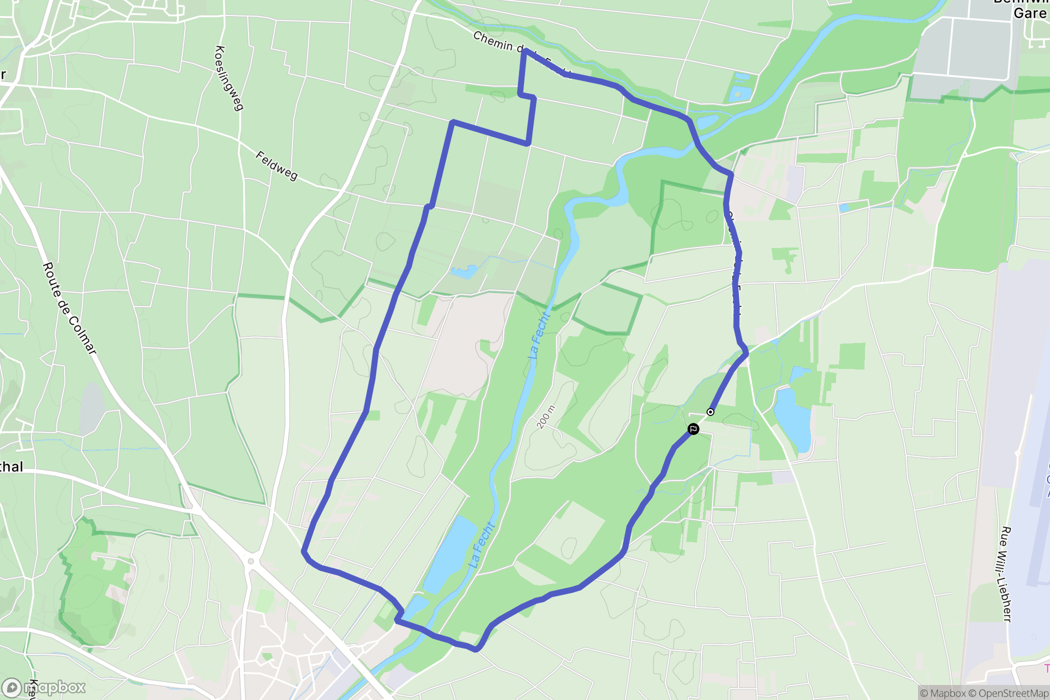 Colmar : carte du parcours de randonnée - France