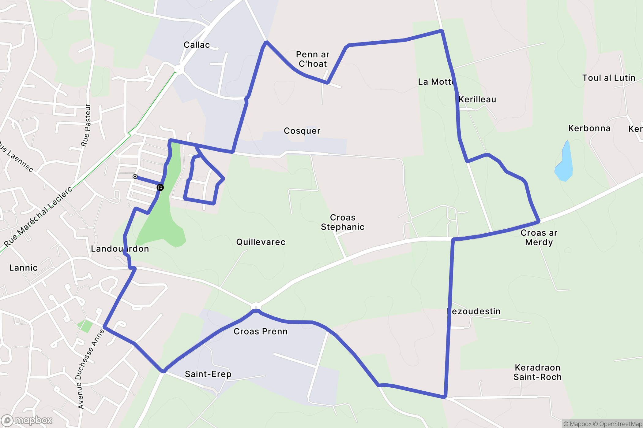 Plabennec : carte du parcours de randonnée - France