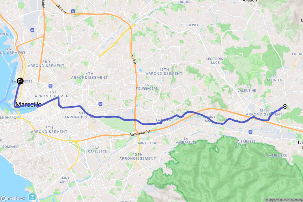 Marseille : carte du parcours de randonnée - France