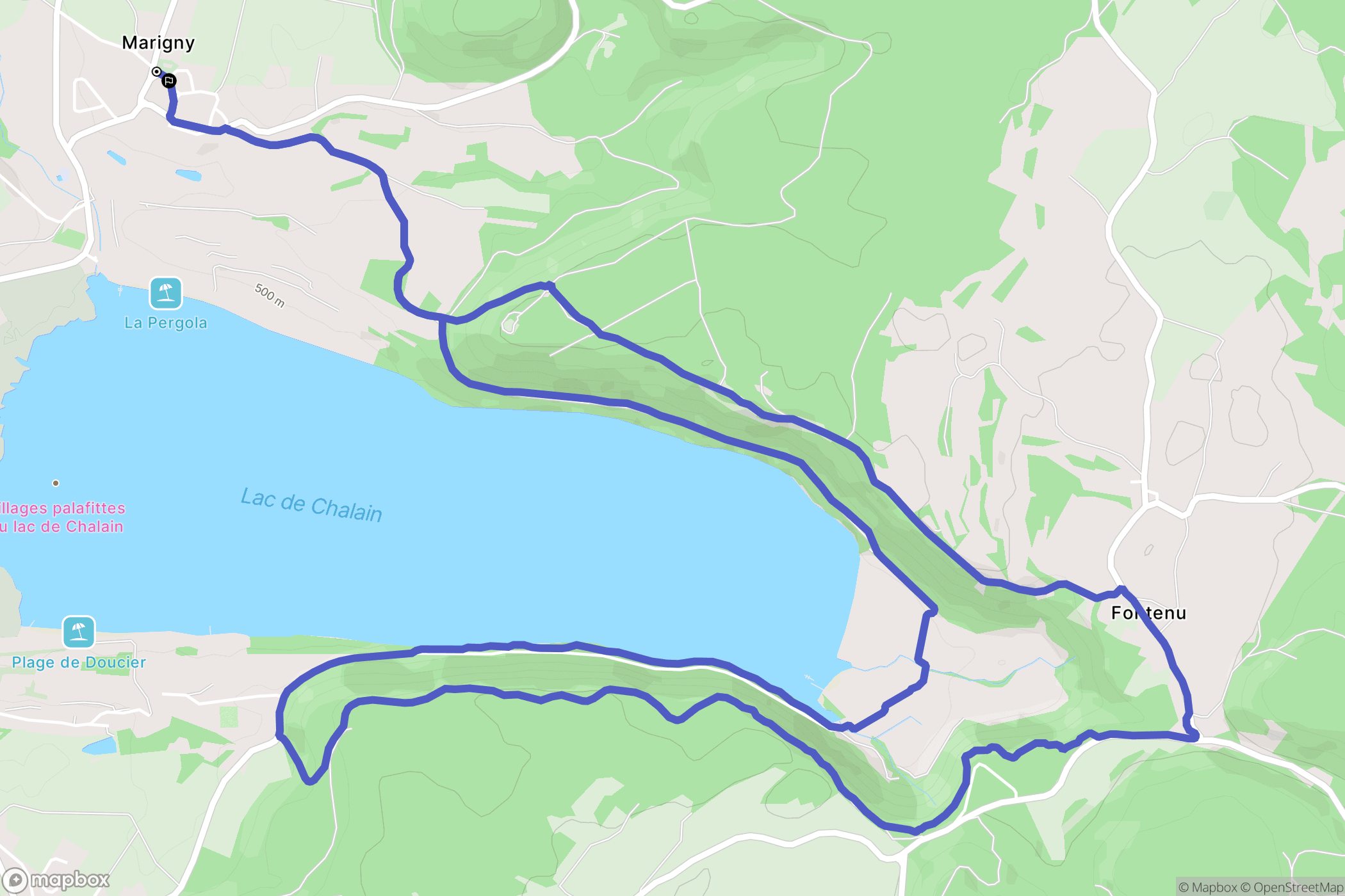 Marigny : carte du parcours de randonnée - France
