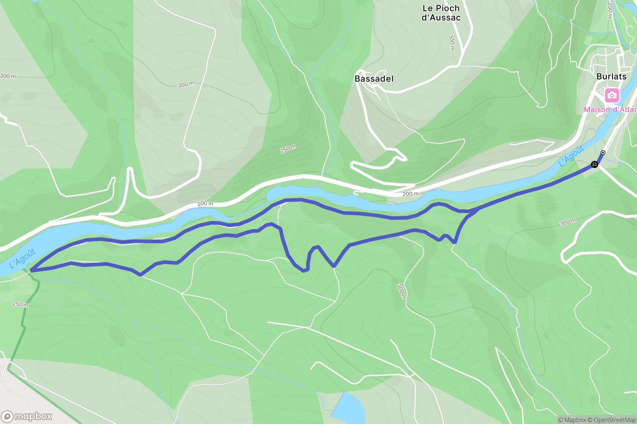 Burlats : carte du parcours de randonnée - France