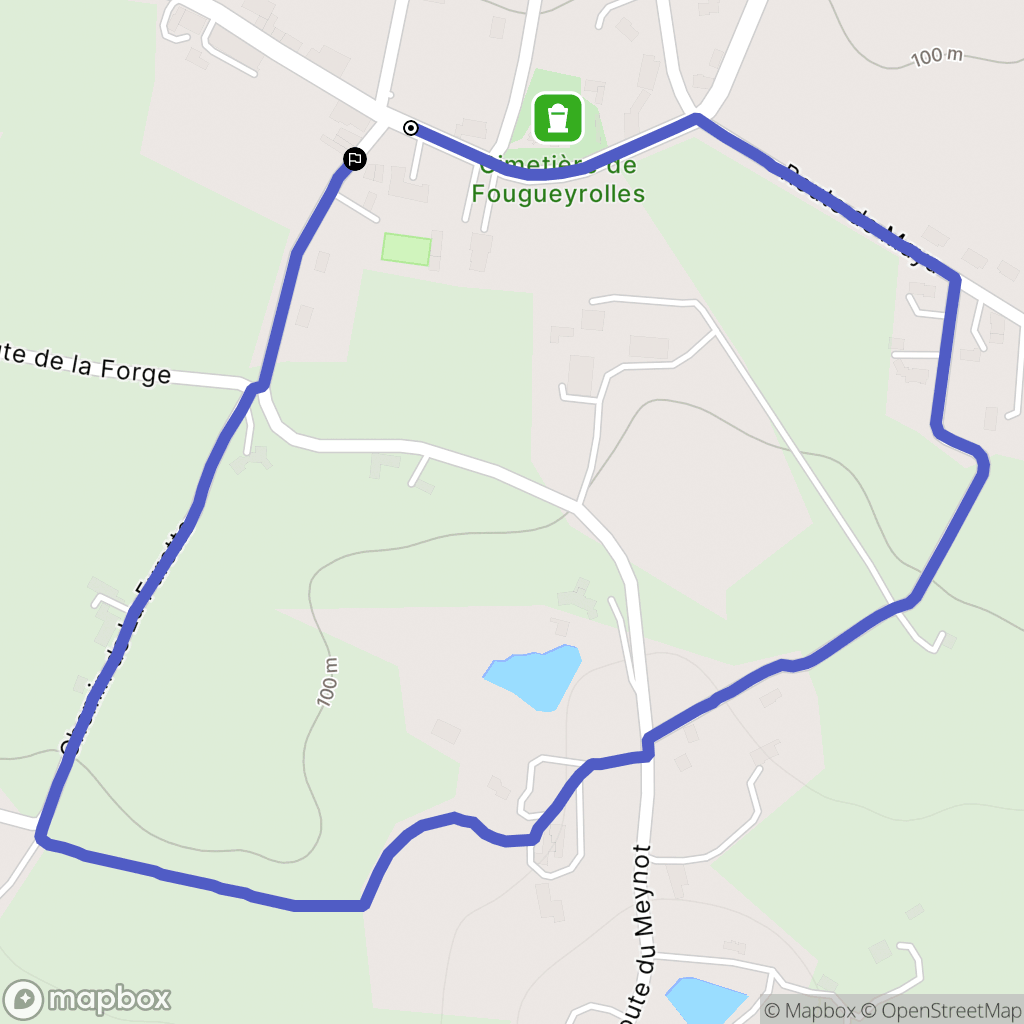 Fougueyrolles : carte du parcours de randonnée - France