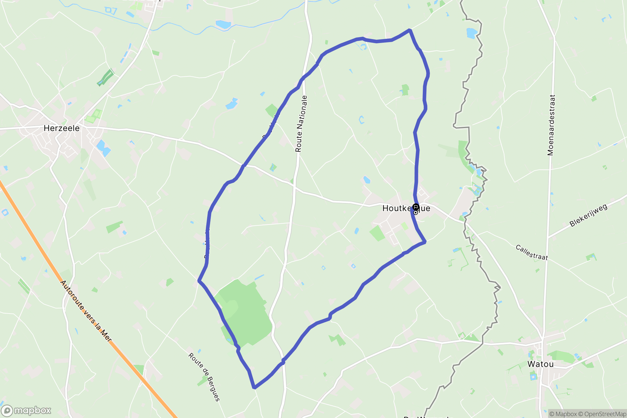 Houtkerque : carte du parcours de randonnée - France