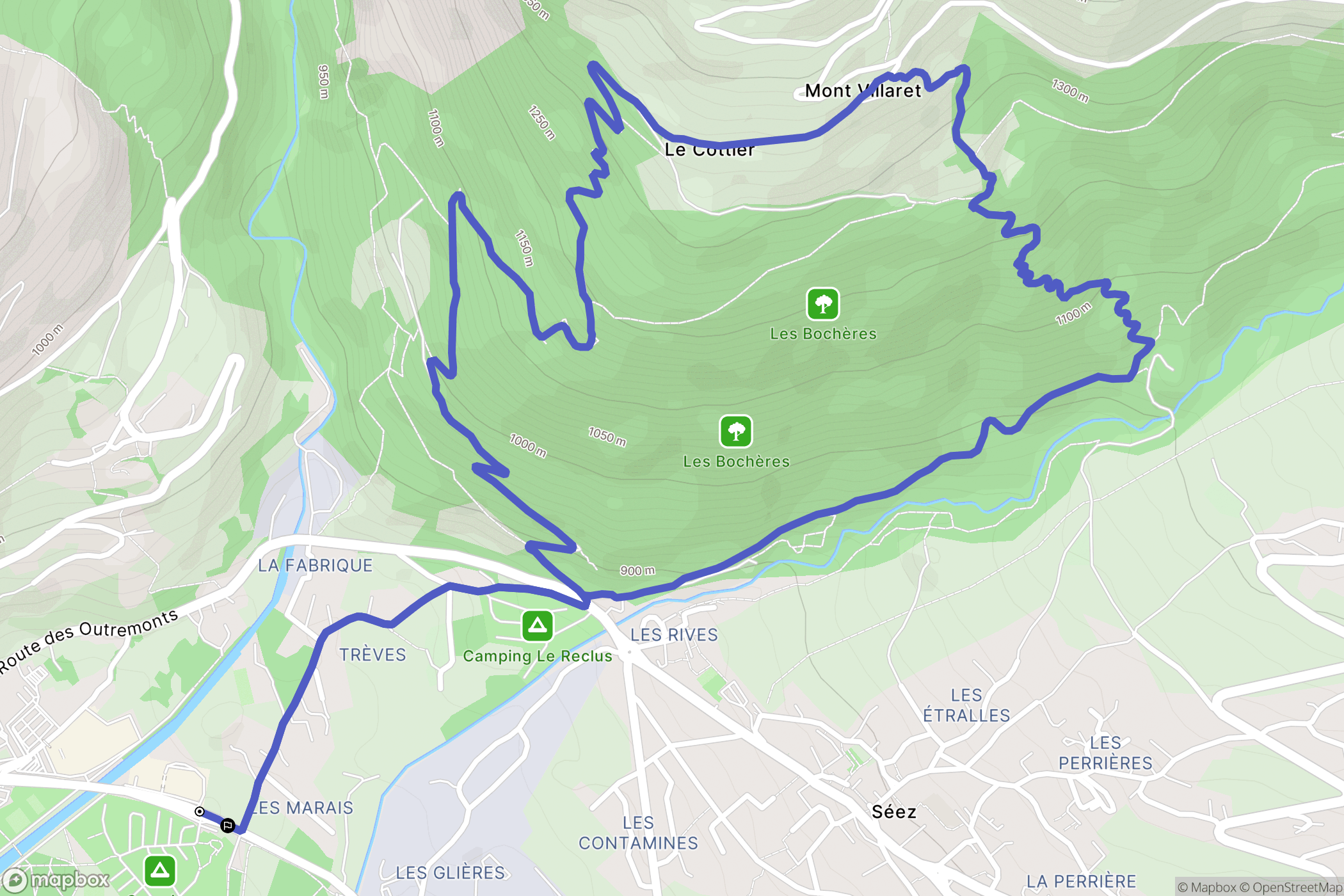 Bourg-Saint-Maurice : carte du parcours de randonnée - France