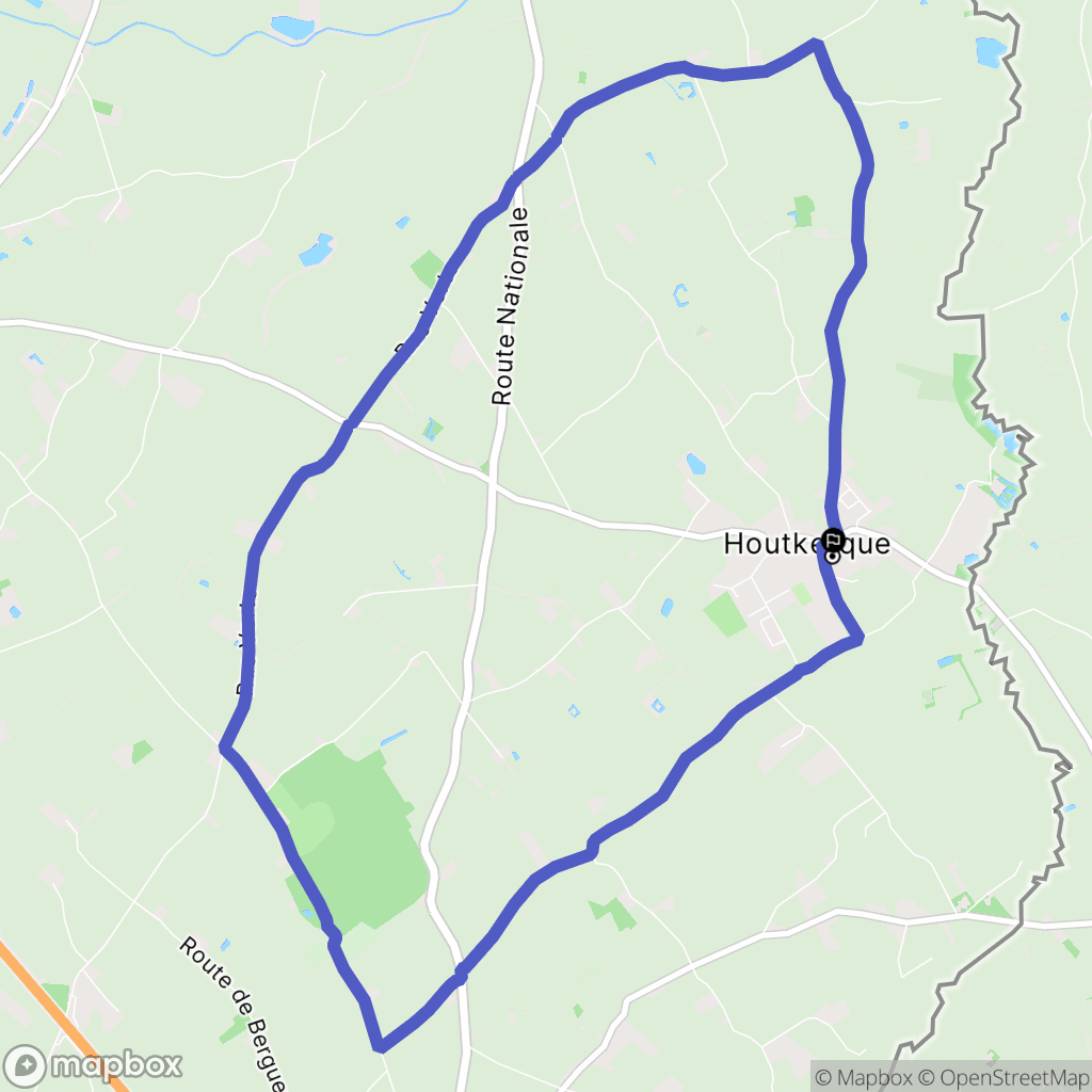 Houtkerque : carte du parcours de randonnée - France